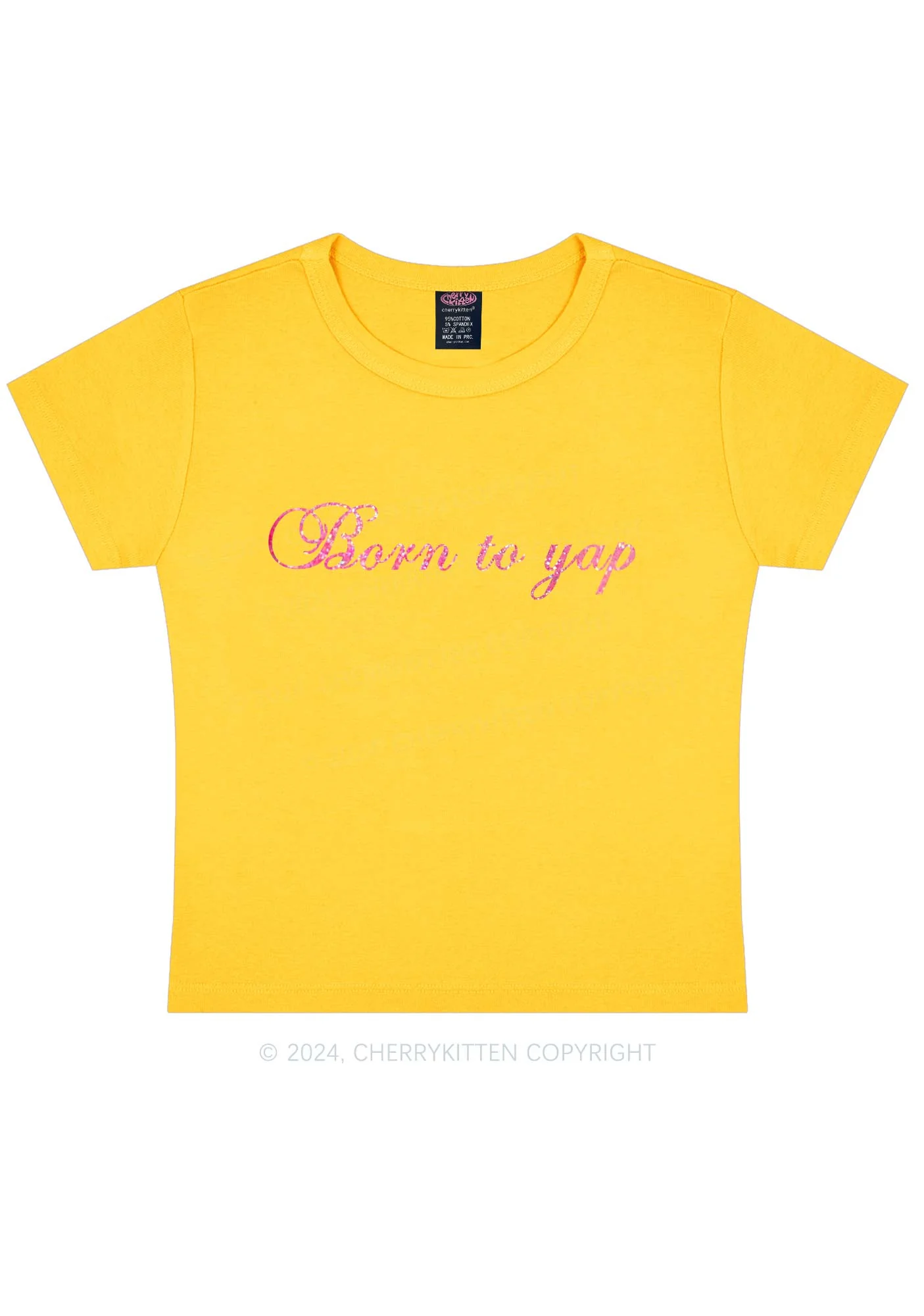 Glitter Born To Yap Y2K Baby Tee Cherrykitten - Image 8