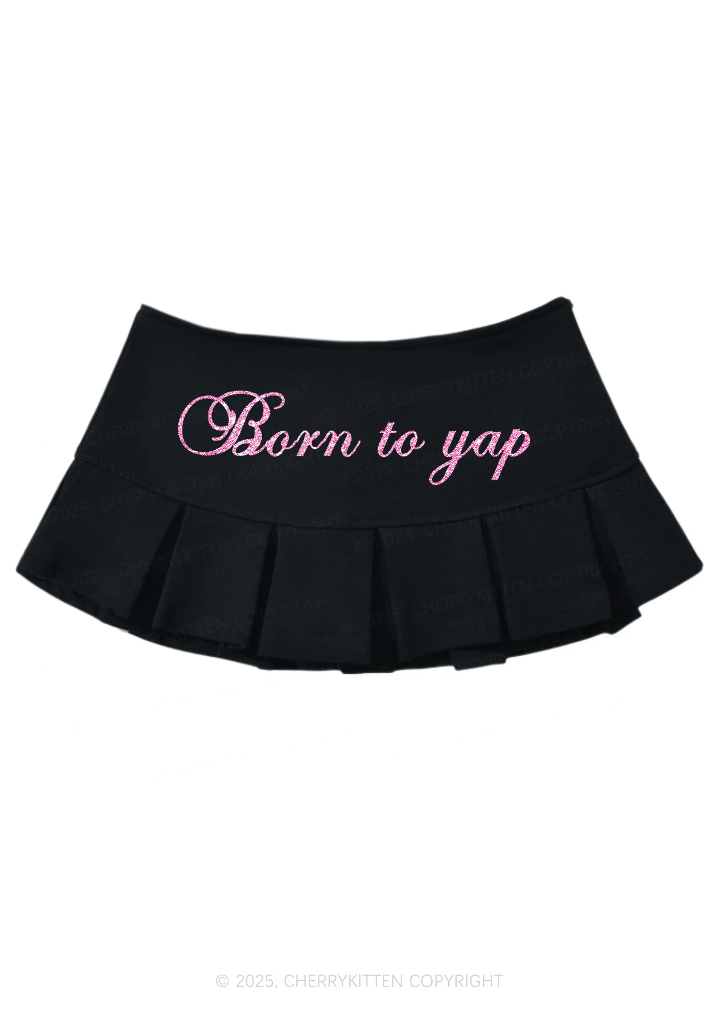 Glitter Born To Yap Y2K Mini Pleated Skirts Cherrykitten - Image 3