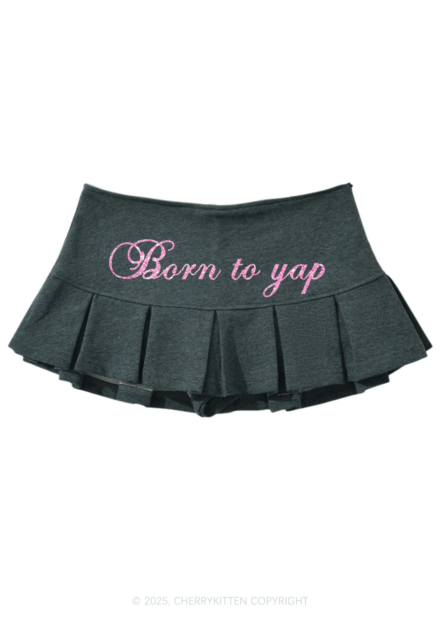Glitter Born To Yap Y2K Mini Pleated Skirts Cherrykitten - Image 4