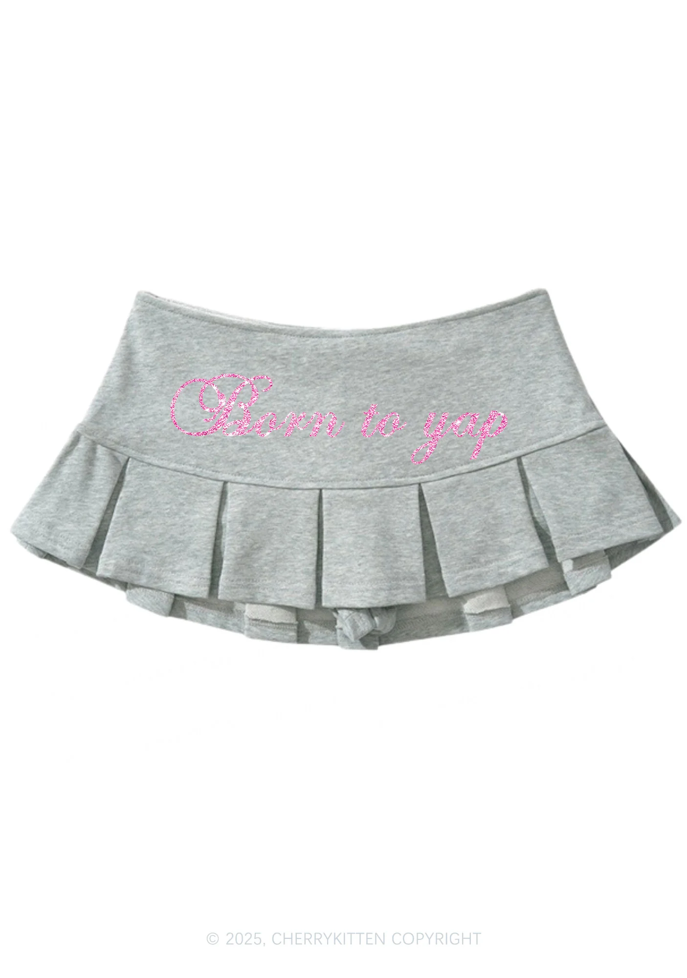 Glitter Born To Yap Y2K Mini Pleated Skirts Cherrykitten - Image 5
