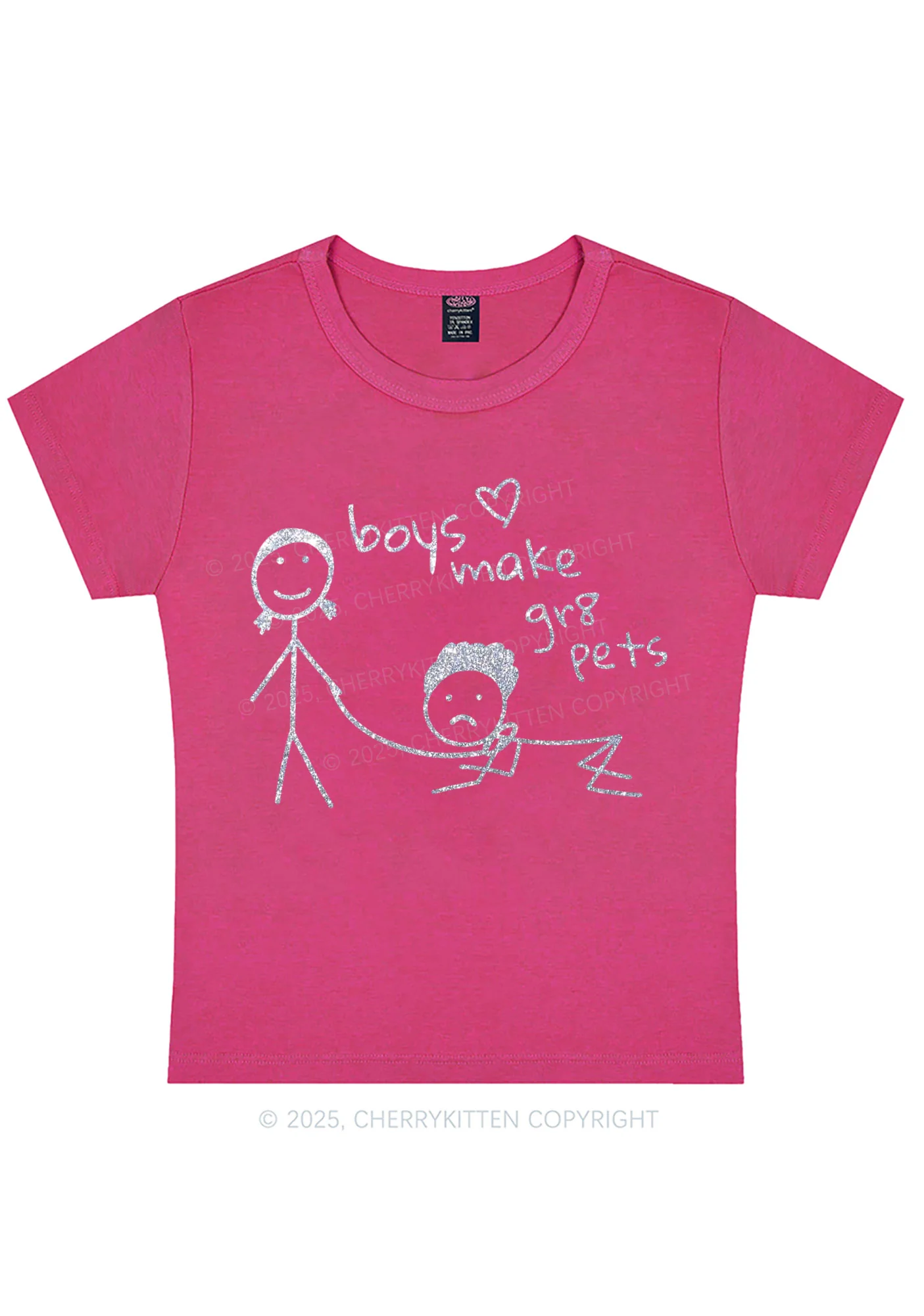 Glitter Boys Make Gr8 Pets Y2K Baby Tee Cherrykitten - Image 4