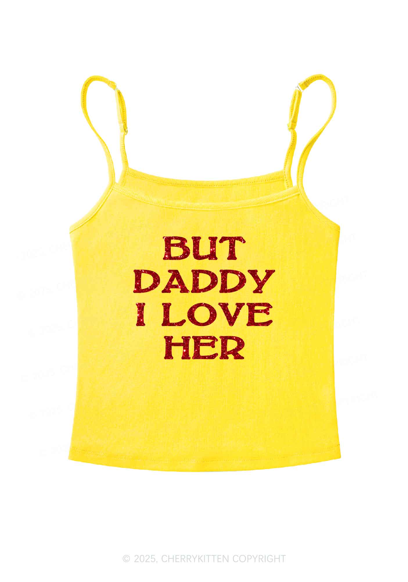 Glitter But Daddy I Love Her Y2K Spaghetti Strap Cami Cherrykitten - Image 4