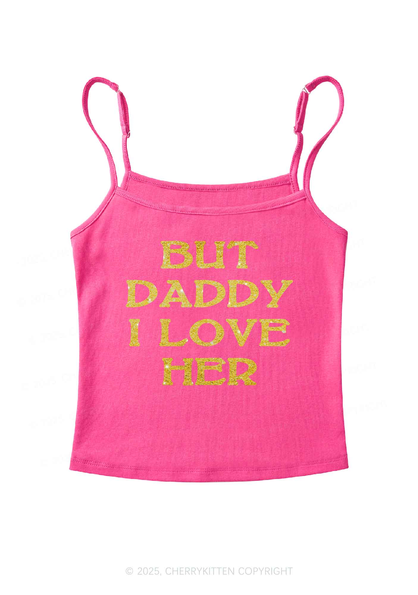Glitter But Daddy I Love Her Y2K Spaghetti Strap Cami Cherrykitten - Image 6