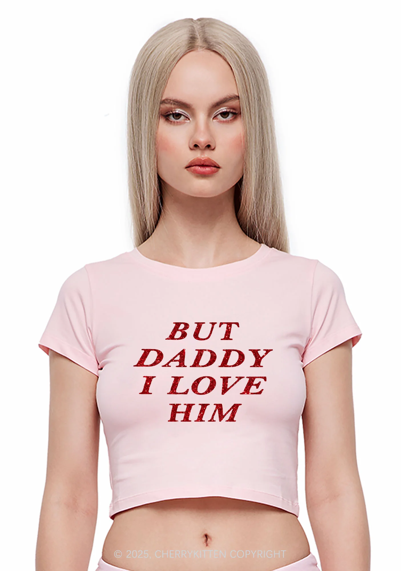 Glitter But Daddy I Love Him Y2K Baby Tee Cherrykitten - Image 4