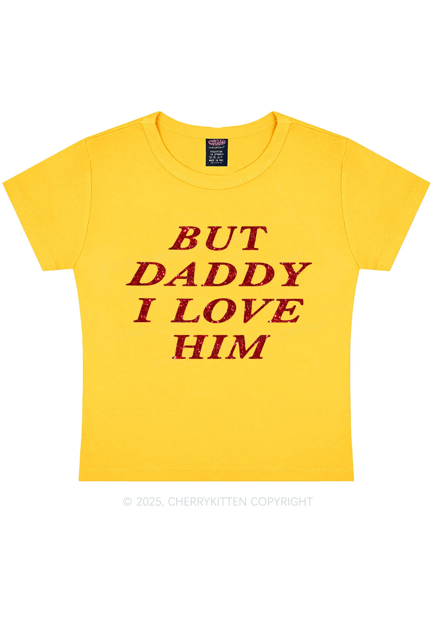 Glitter But Daddy I Love Him Y2K Baby Tee Cherrykitten - Image 5