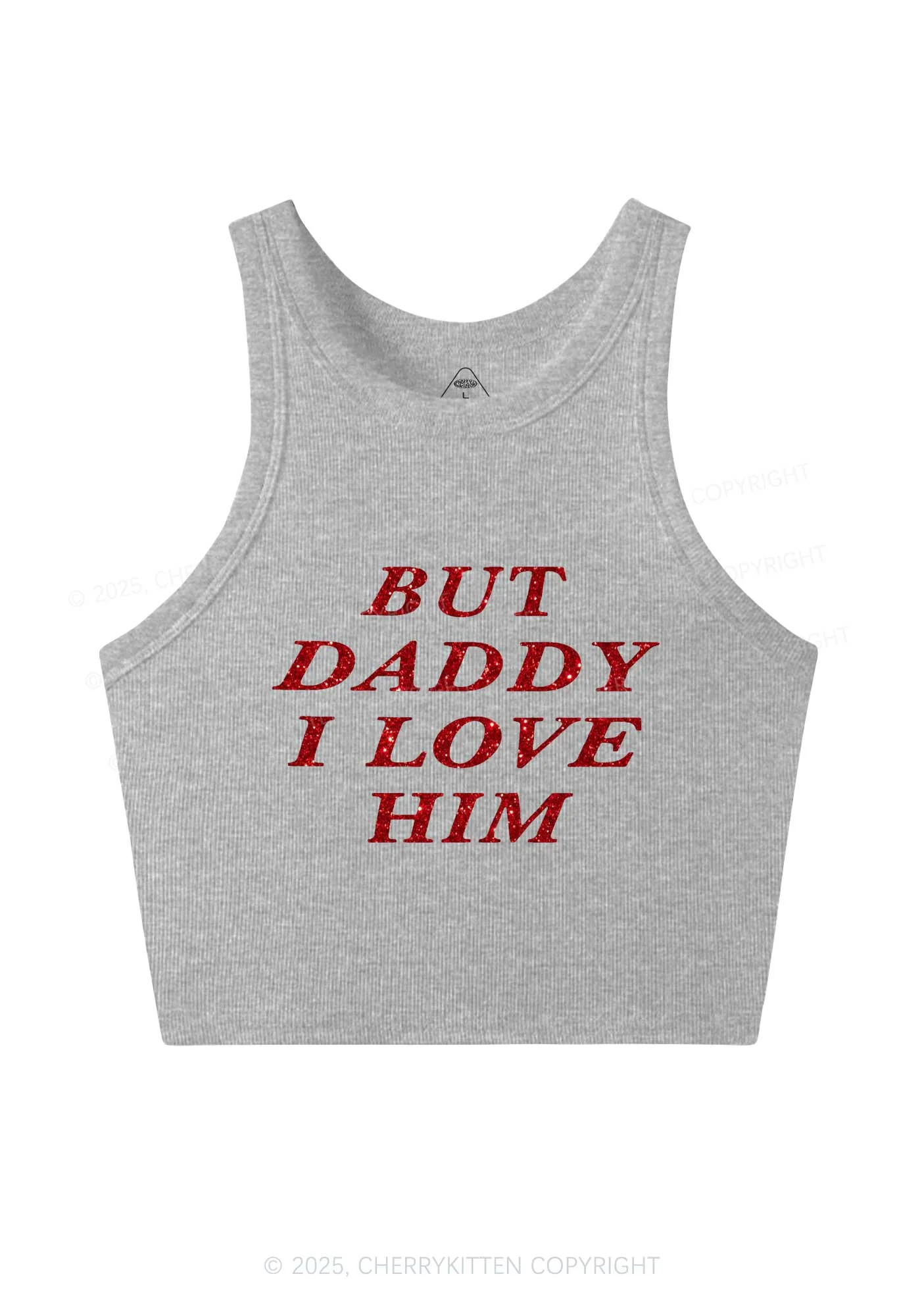 Glitter But Daddy I Love Him Y2K Crop Tank Top Cherrykitten - Image 5