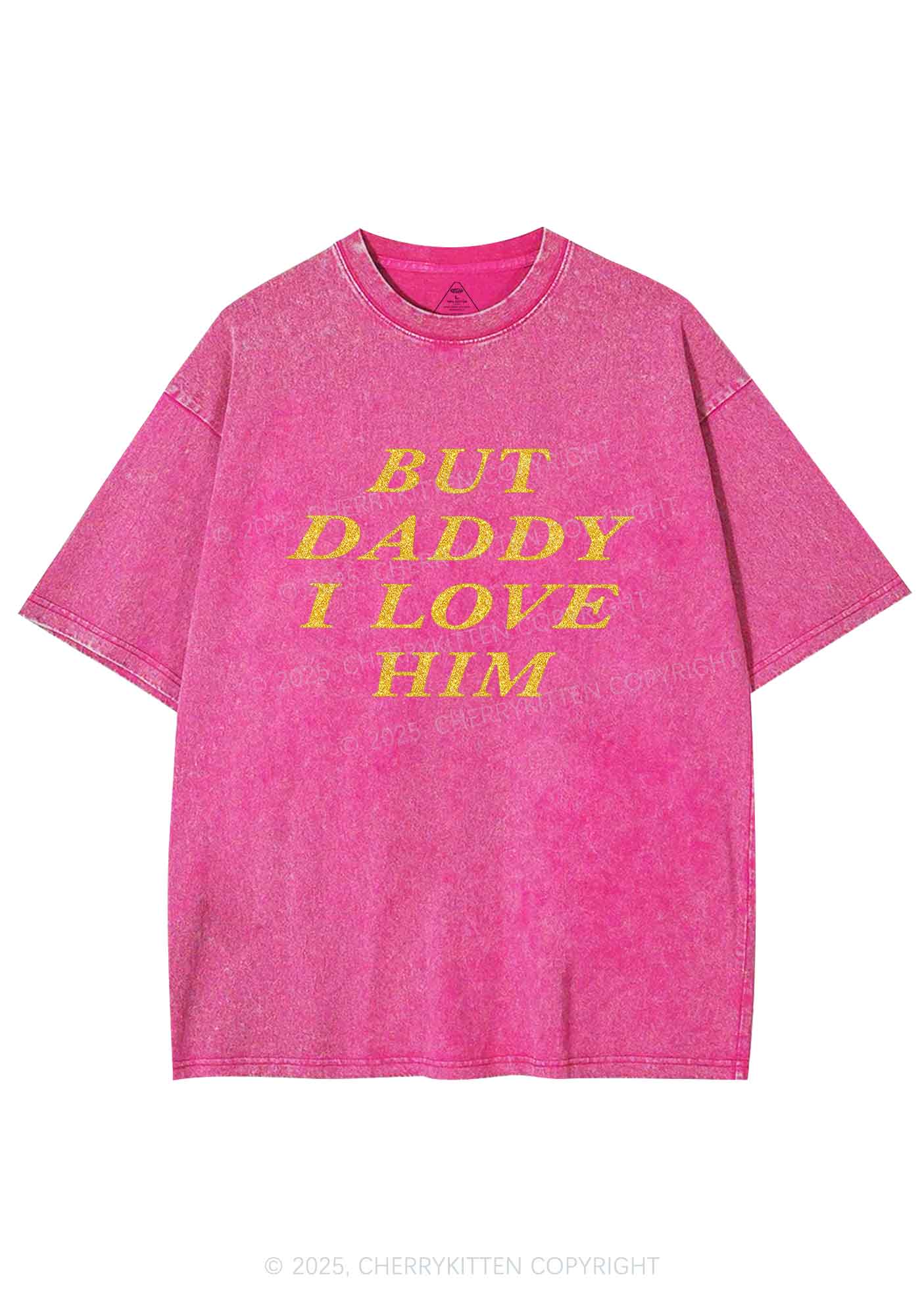 Glitter But Daddy I Love Him Y2K Shirts Washed Tee Cherrykitten - Image 4