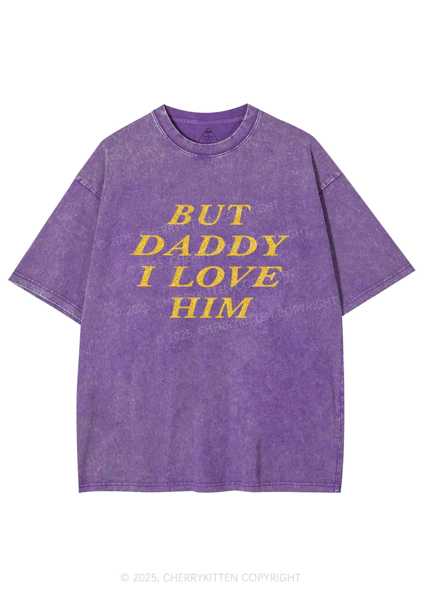 Glitter But Daddy I Love Him Y2K Shirts Washed Tee Cherrykitten - Image 5