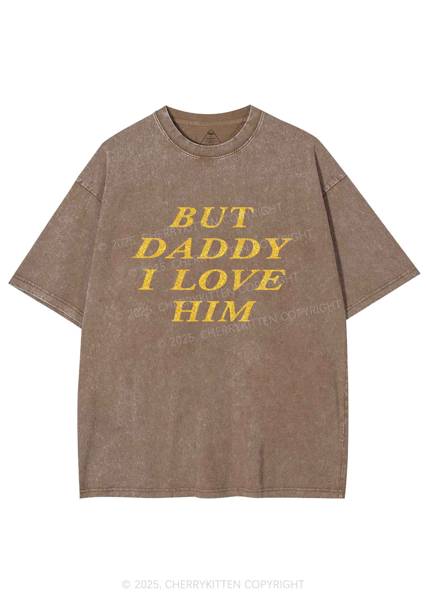 Glitter But Daddy I Love Him Y2K Shirts Washed Tee Cherrykitten - Image 7