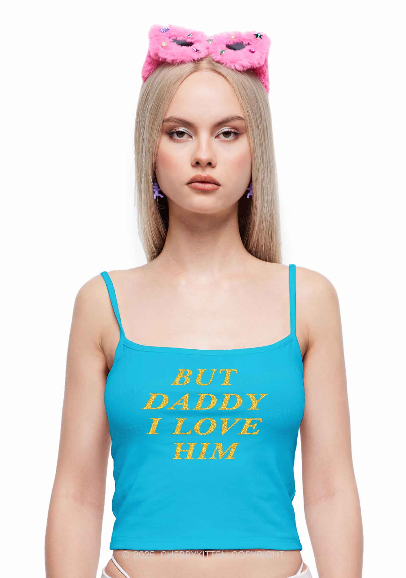 Glitter But Daddy I Love Him Y2K Spaghetti Strap Cami Cherrykitten - Image 3
