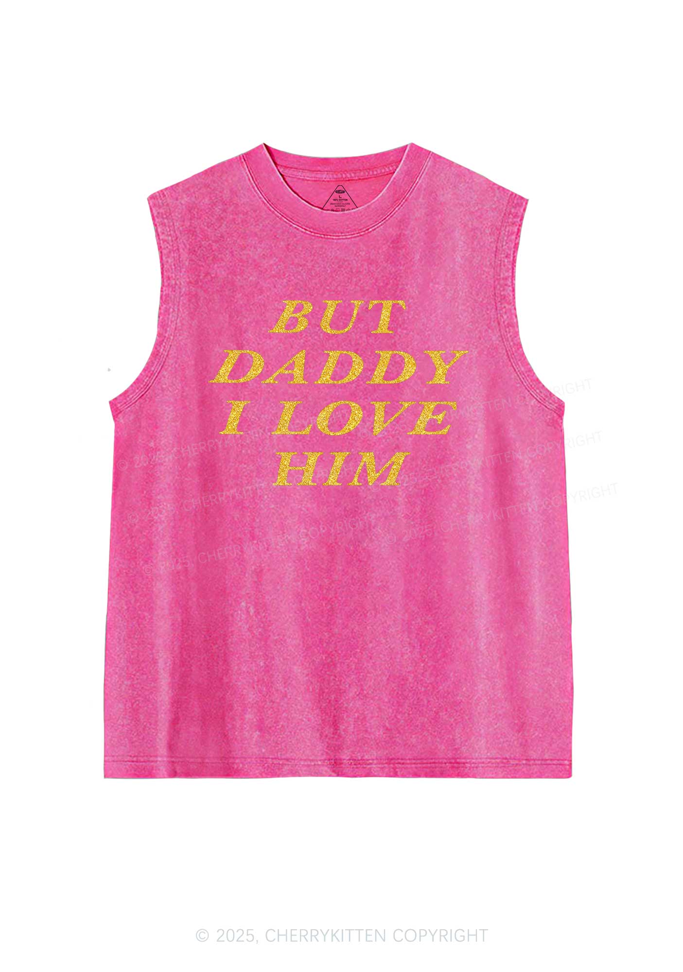 Glitter But Daddy I Love Him Y2K Washed Muscle Tank Cherrykitten - Image 4