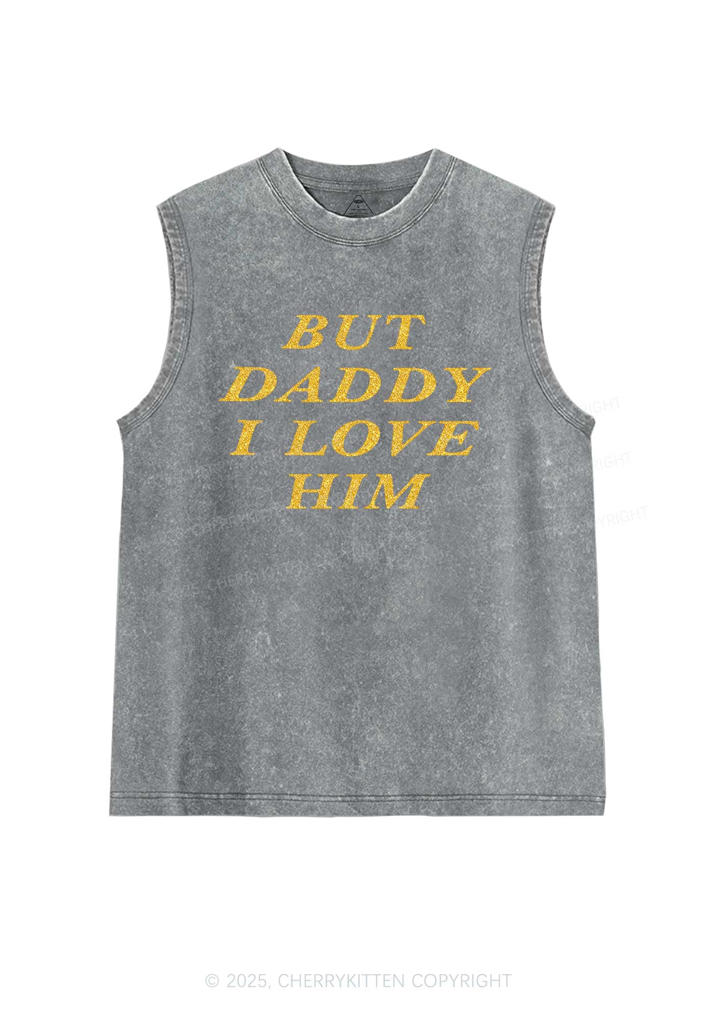 Glitter But Daddy I Love Him Y2K Washed Muscle Tank Cherrykitten - Image 7