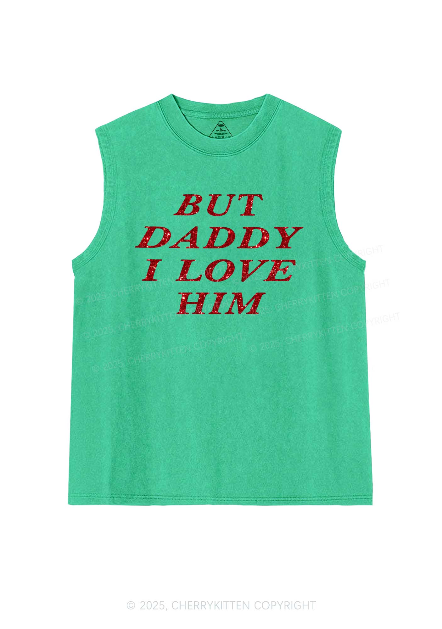 Glitter But Daddy I Love Him Y2K Washed Muscle Tank Cherrykitten - Image 8