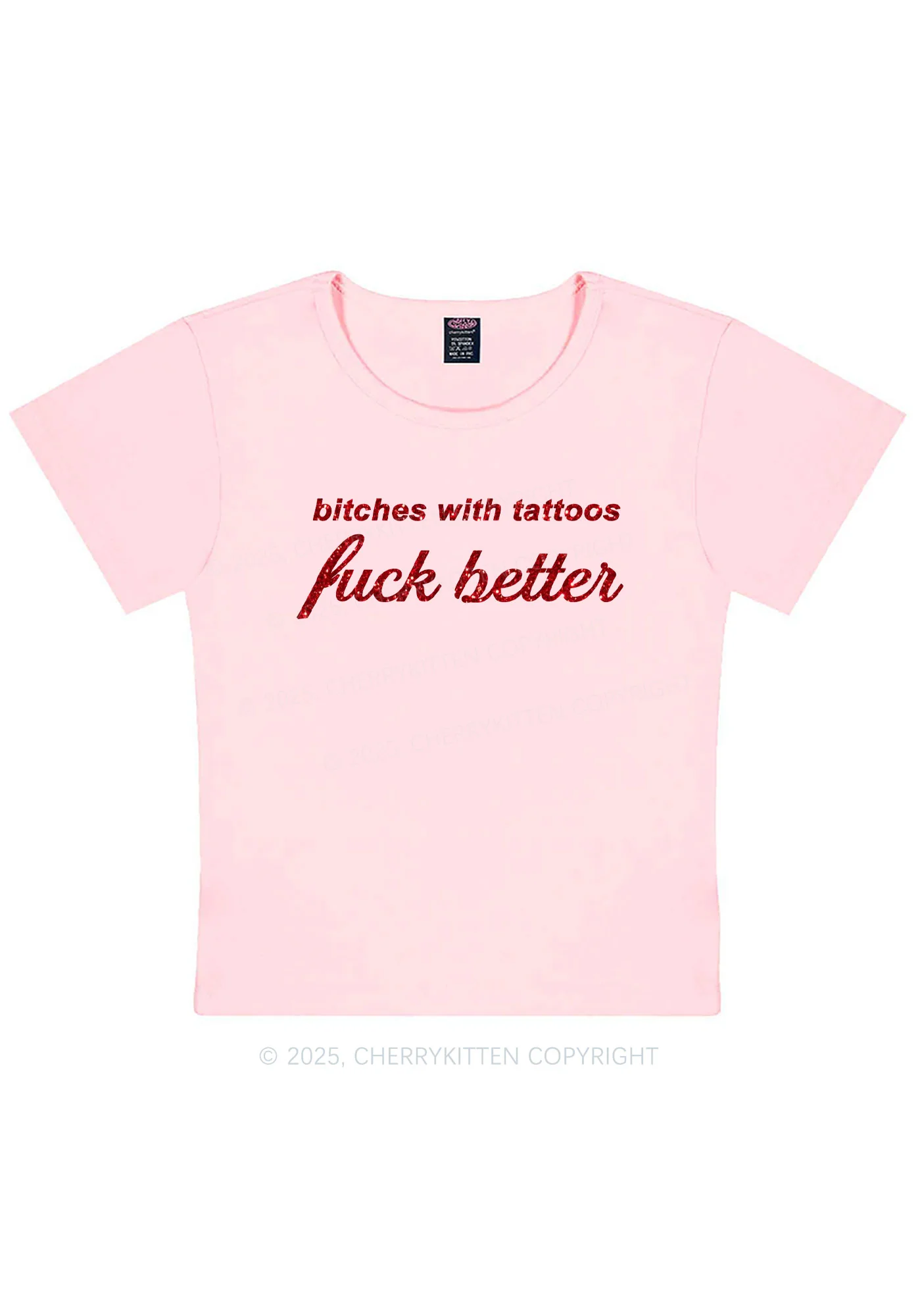 Glitter Bxxches With Tattoos Fxxk Better Y2K Baby Tee Cherrykitten - Image 12