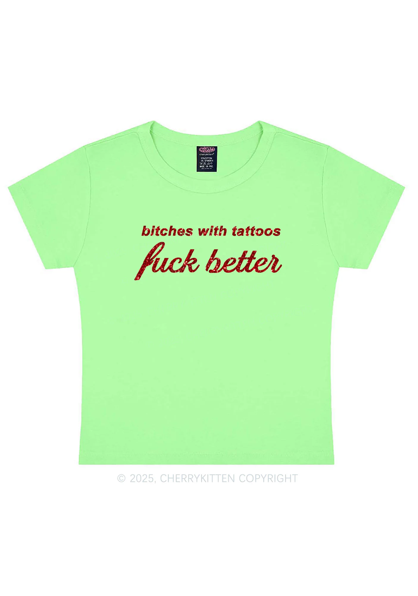 Glitter Bxxches With Tattoos Fxxk Better Y2K Baby Tee Cherrykitten - Image 13