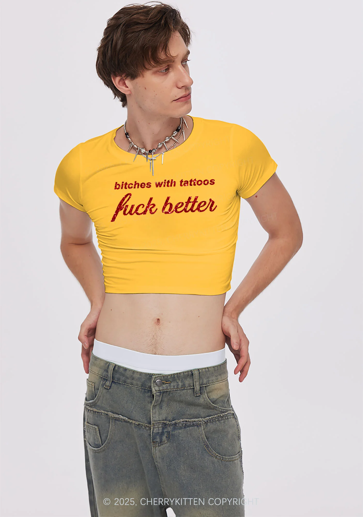 Glitter Bxxches With Tattoos Fxxk Better Y2K Baby Tee Cherrykitten - Image 3