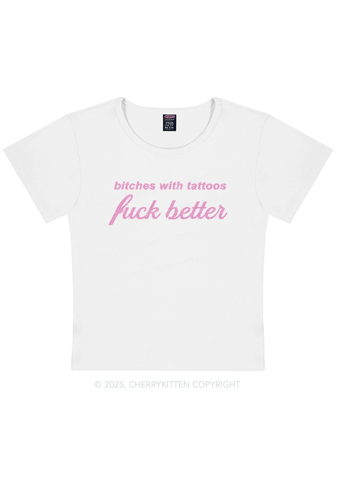 Glitter Bxxches With Tattoos Fxxk Better Y2K Baby Tee Cherrykitten - Image 5