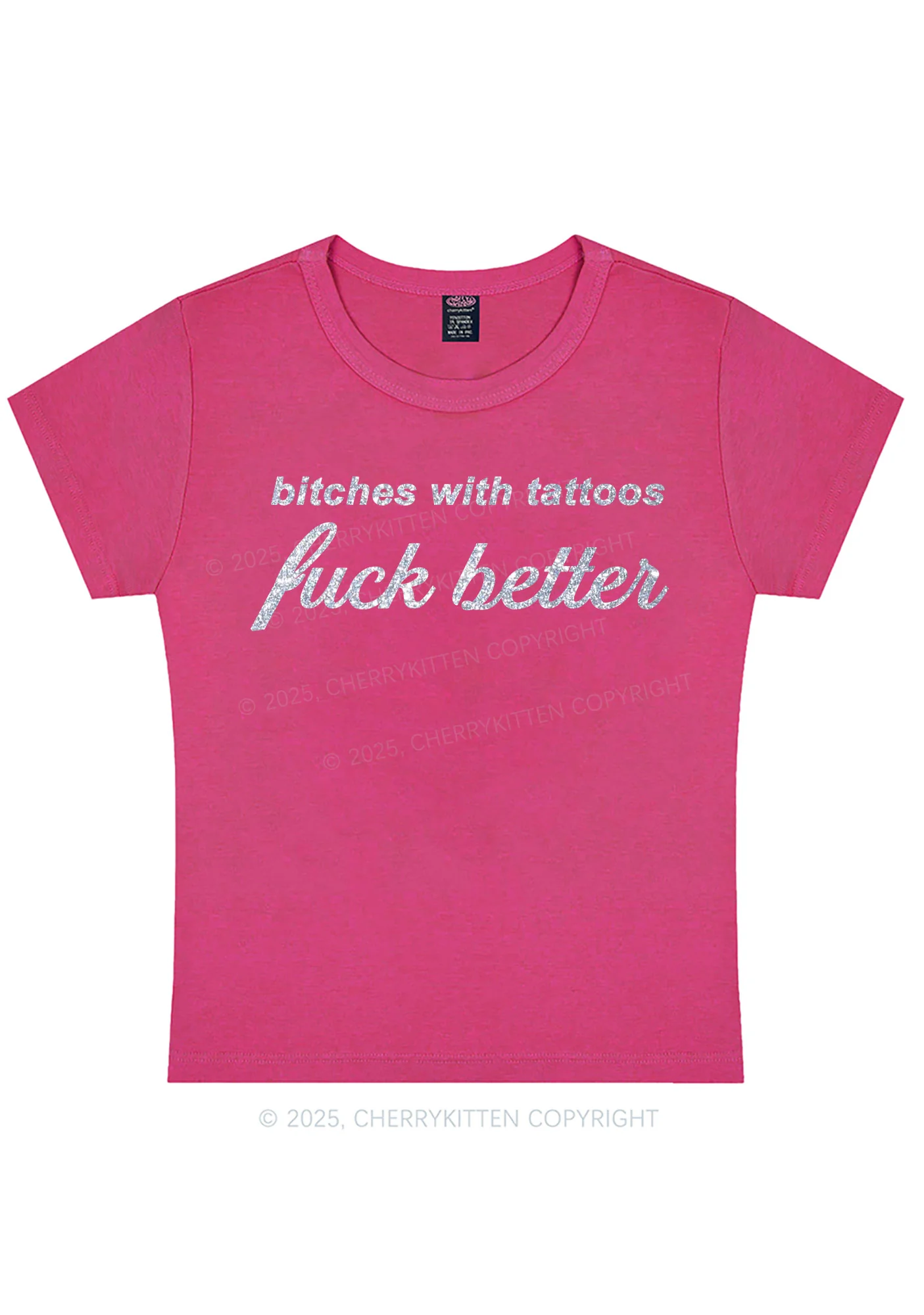 Glitter Bxxches With Tattoos Fxxk Better Y2K Baby Tee Cherrykitten - Image 6