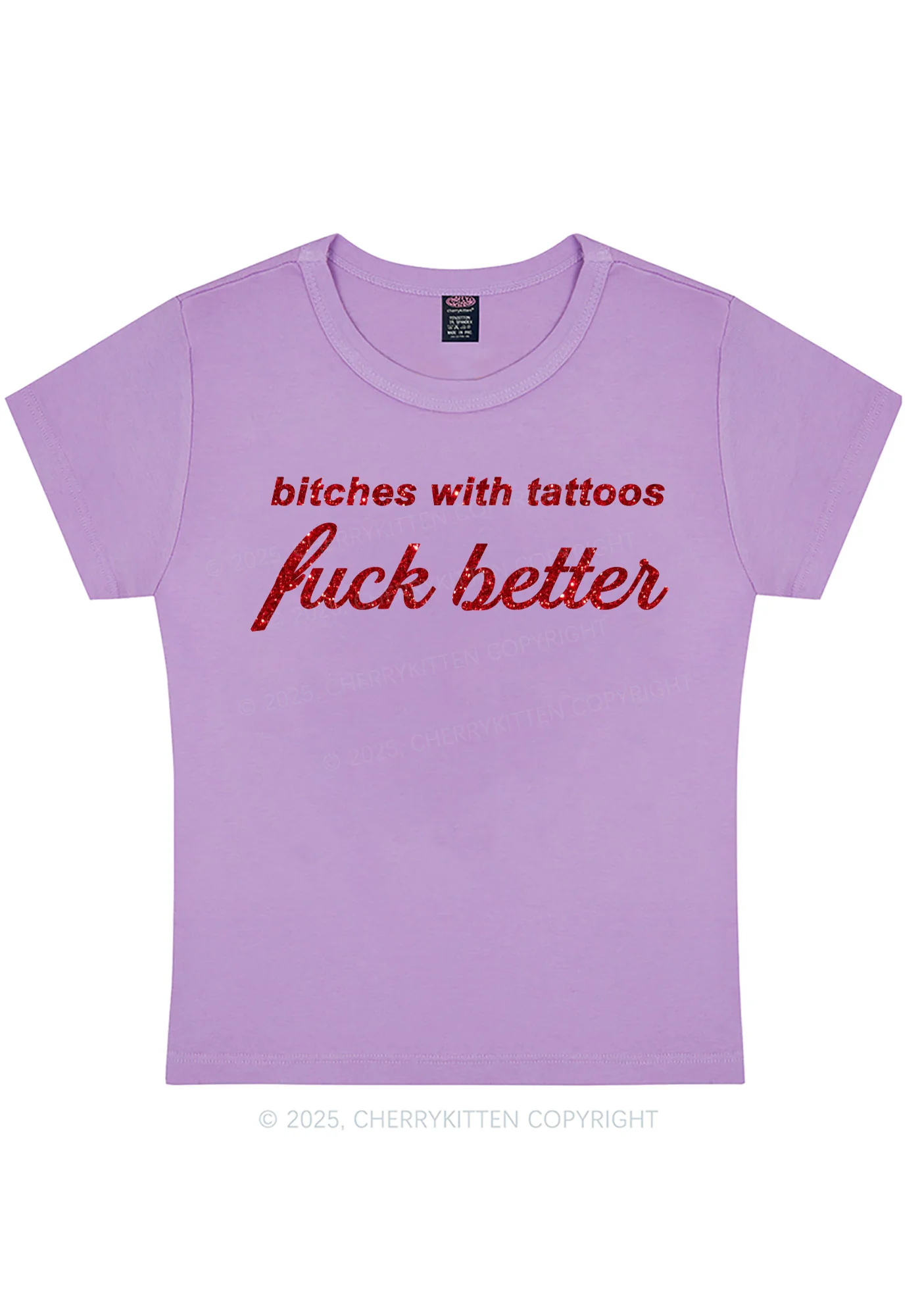 Glitter Bxxches With Tattoos Fxxk Better Y2K Baby Tee Cherrykitten - Image 7