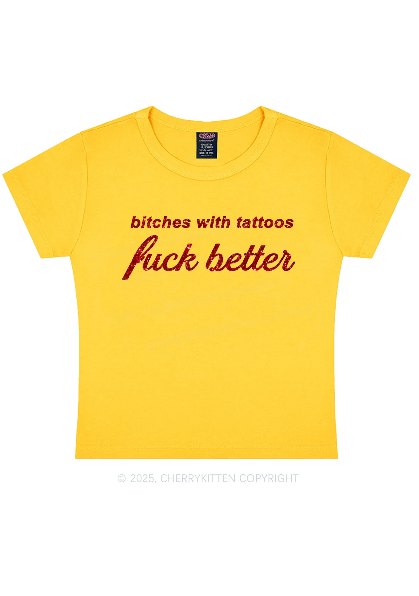Glitter Bxxches With Tattoos Fxxk Better Y2K Baby Tee Cherrykitten - Image 9
