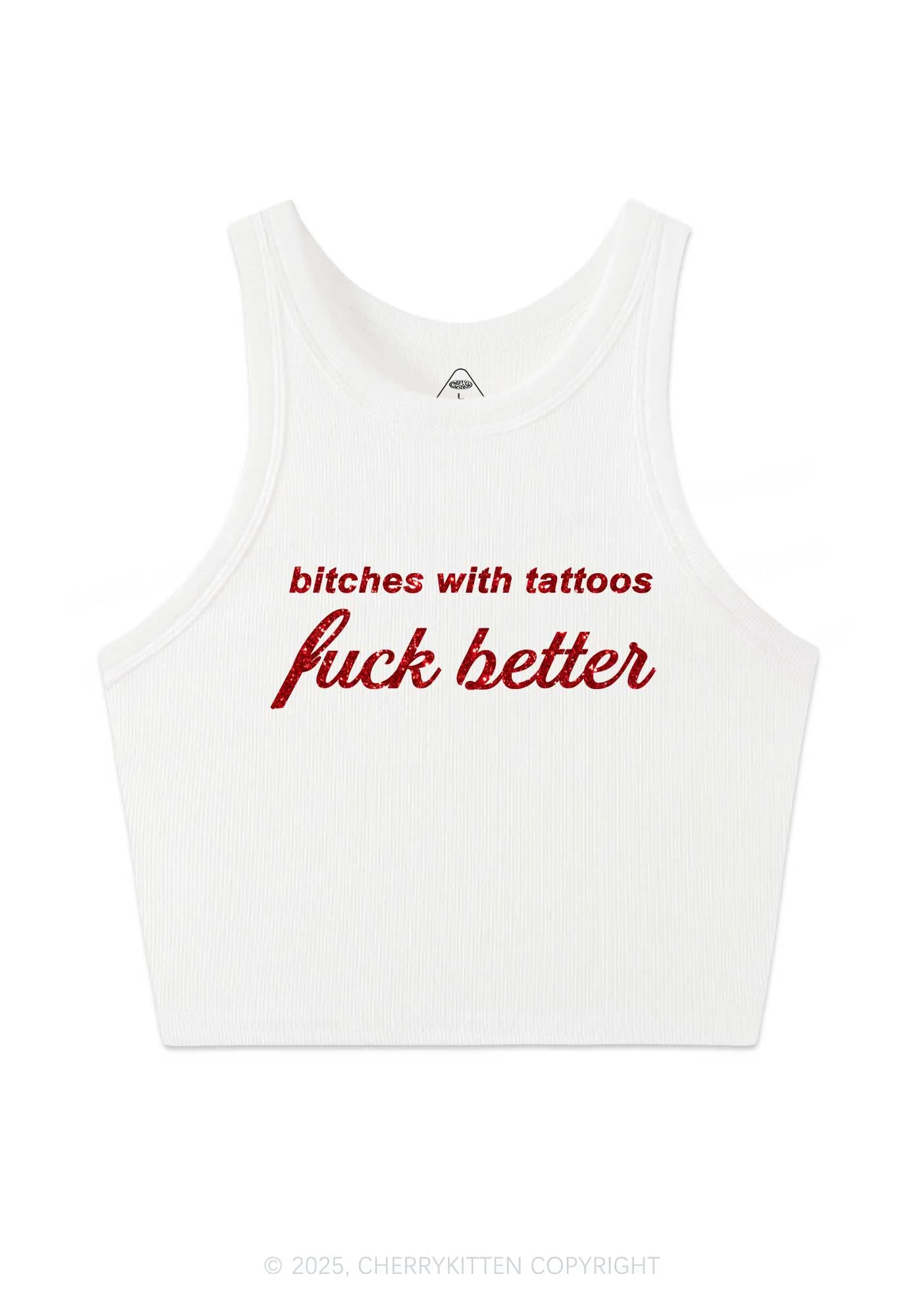 Glitter Bxxches With Tattoos Fxxk Better Y2K Crop Tank Top Cherrykitten - Image 4