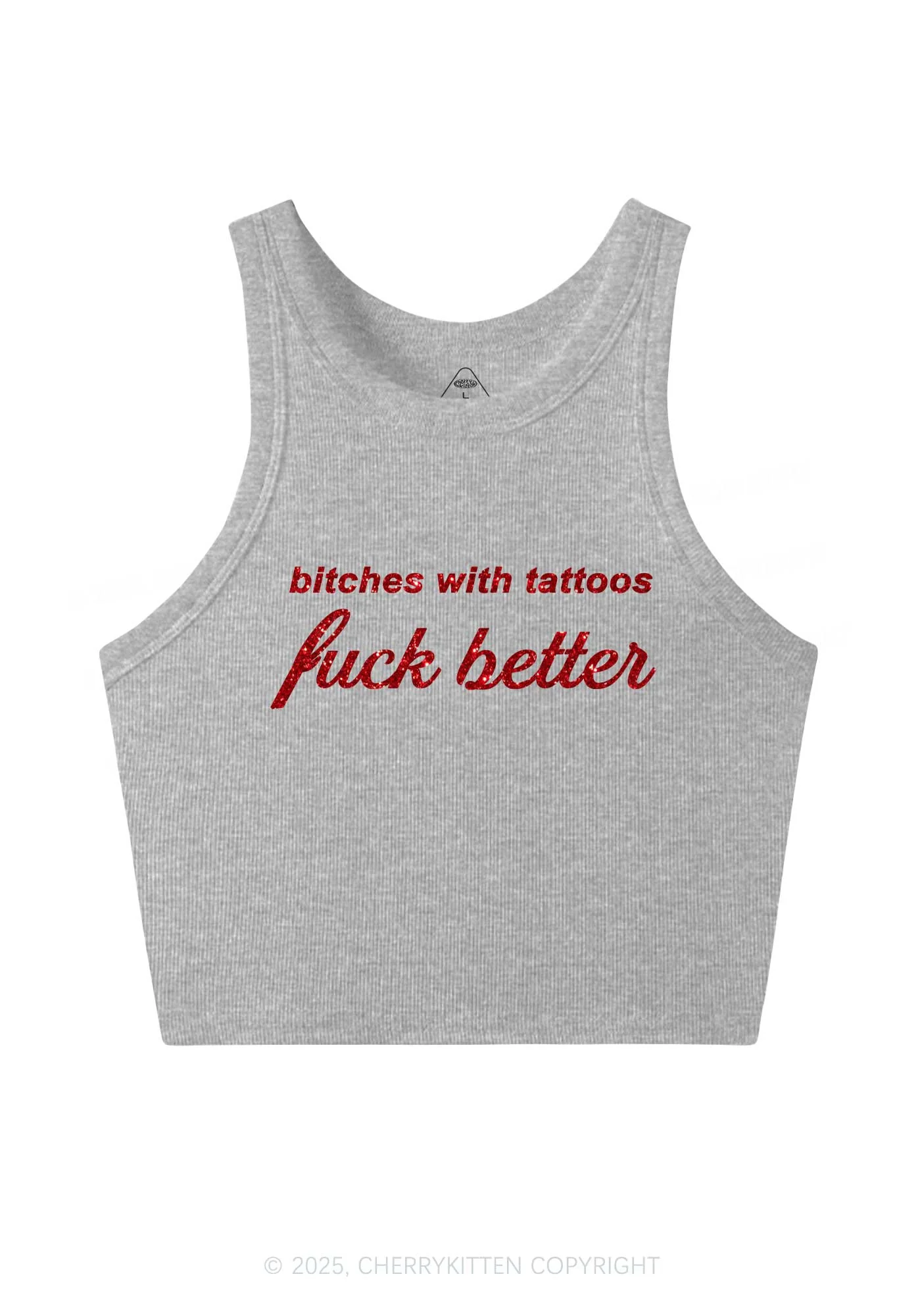Glitter Bxxches With Tattoos Fxxk Better Y2K Crop Tank Top Cherrykitten - Image 6