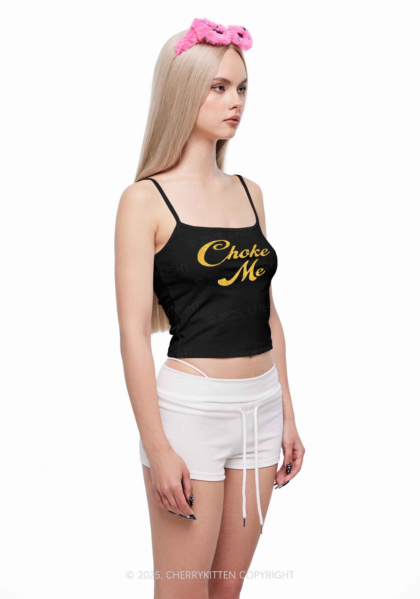 Glitter Choke Me Y2K Spaghetti Strap Cami Cherrykitten - Image 3