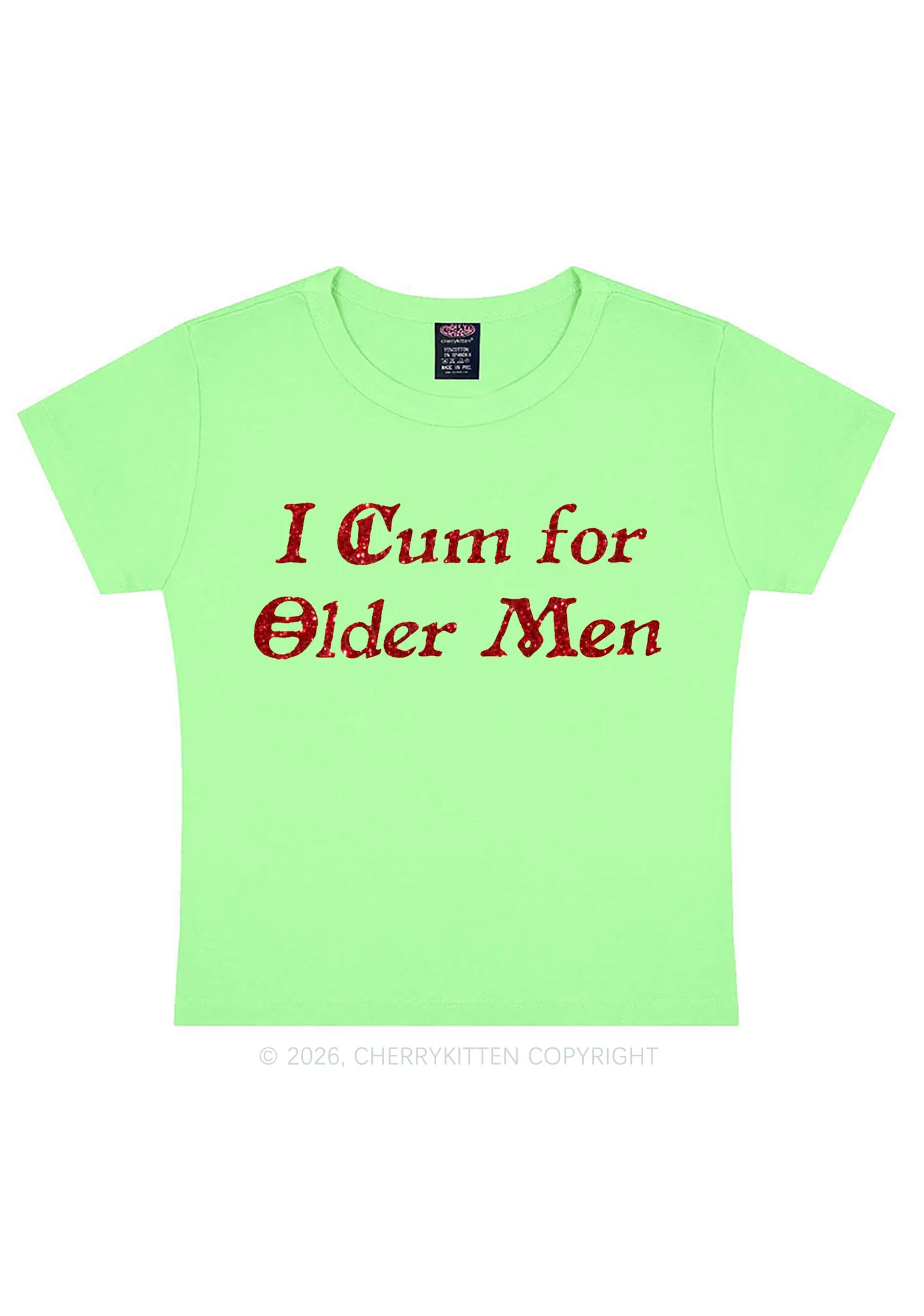 Glitter Come For Older Men Y2K Baby Tee Cherrykitten - Image 11