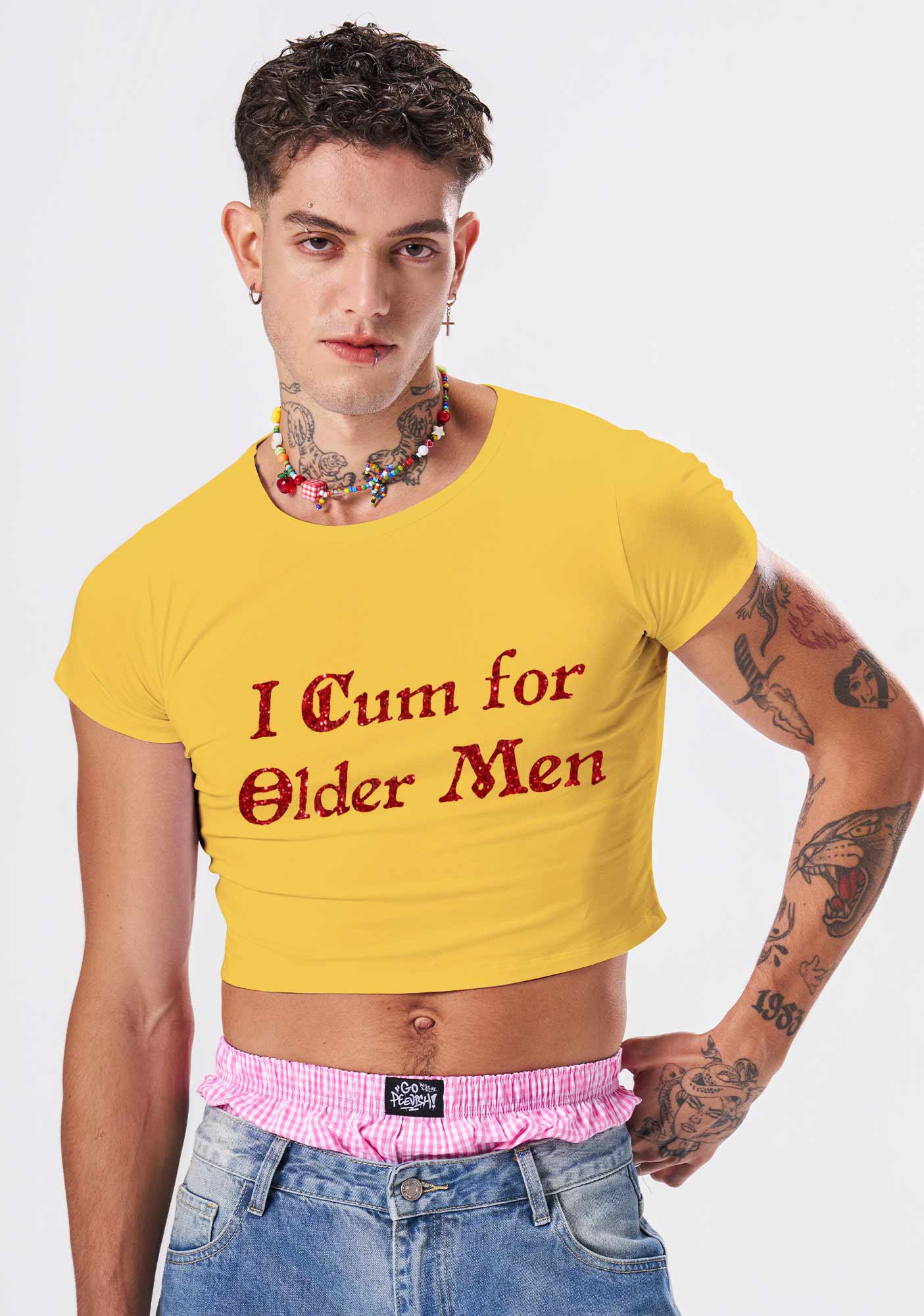 Glitter Come For Older Men Y2K Baby Tee Cherrykitten - Image 3