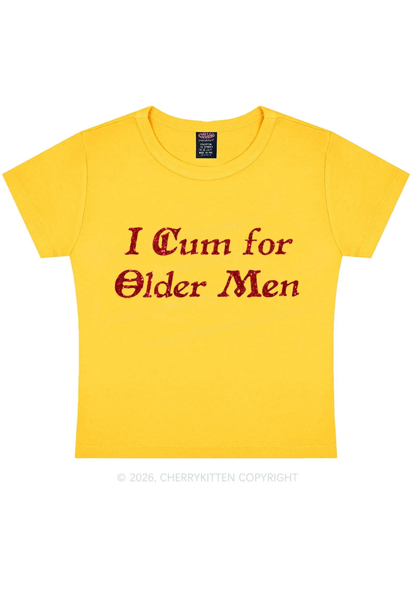 Glitter Come For Older Men Y2K Baby Tee Cherrykitten - Image 4