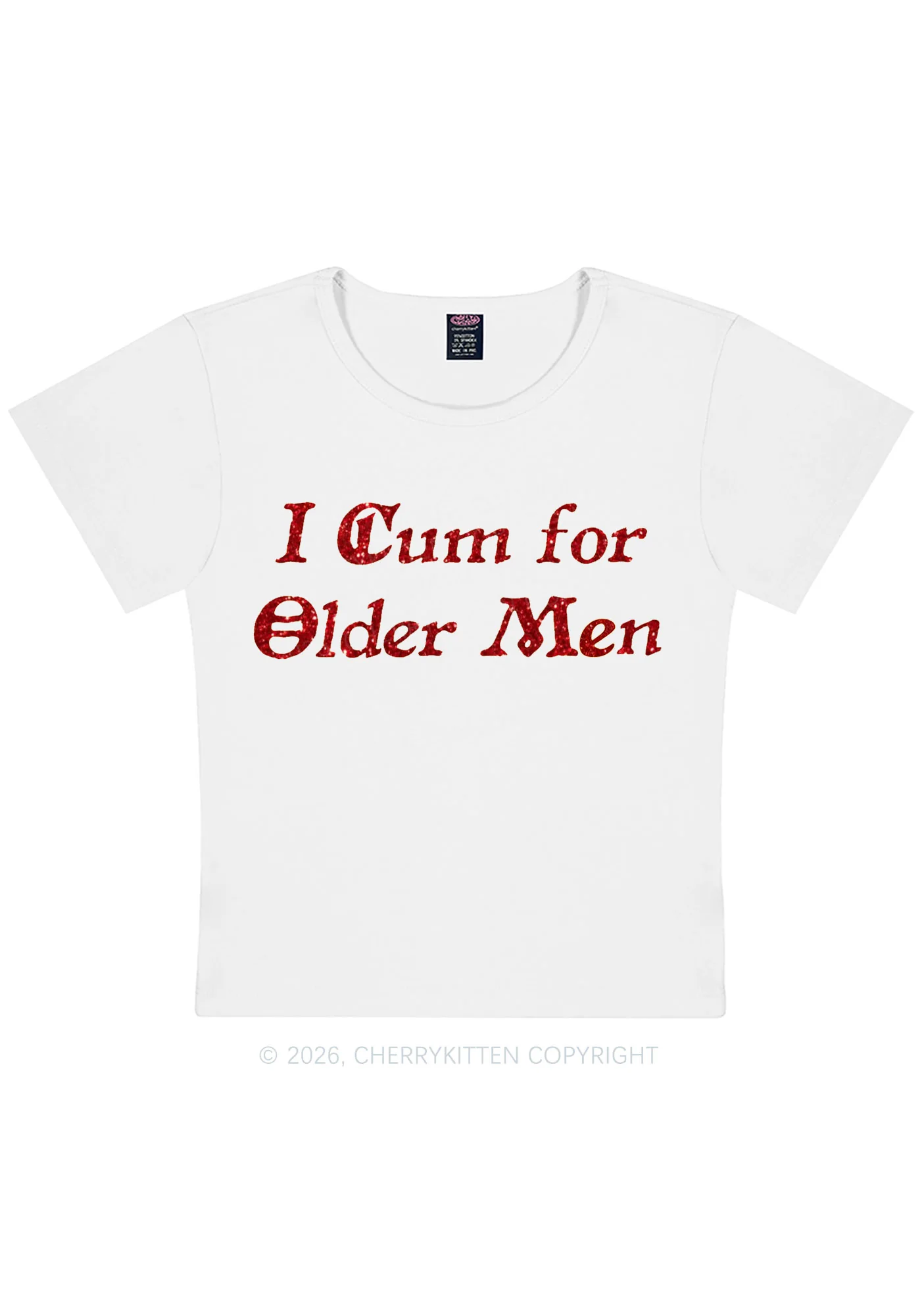 Glitter Come For Older Men Y2K Baby Tee Cherrykitten - Image 7