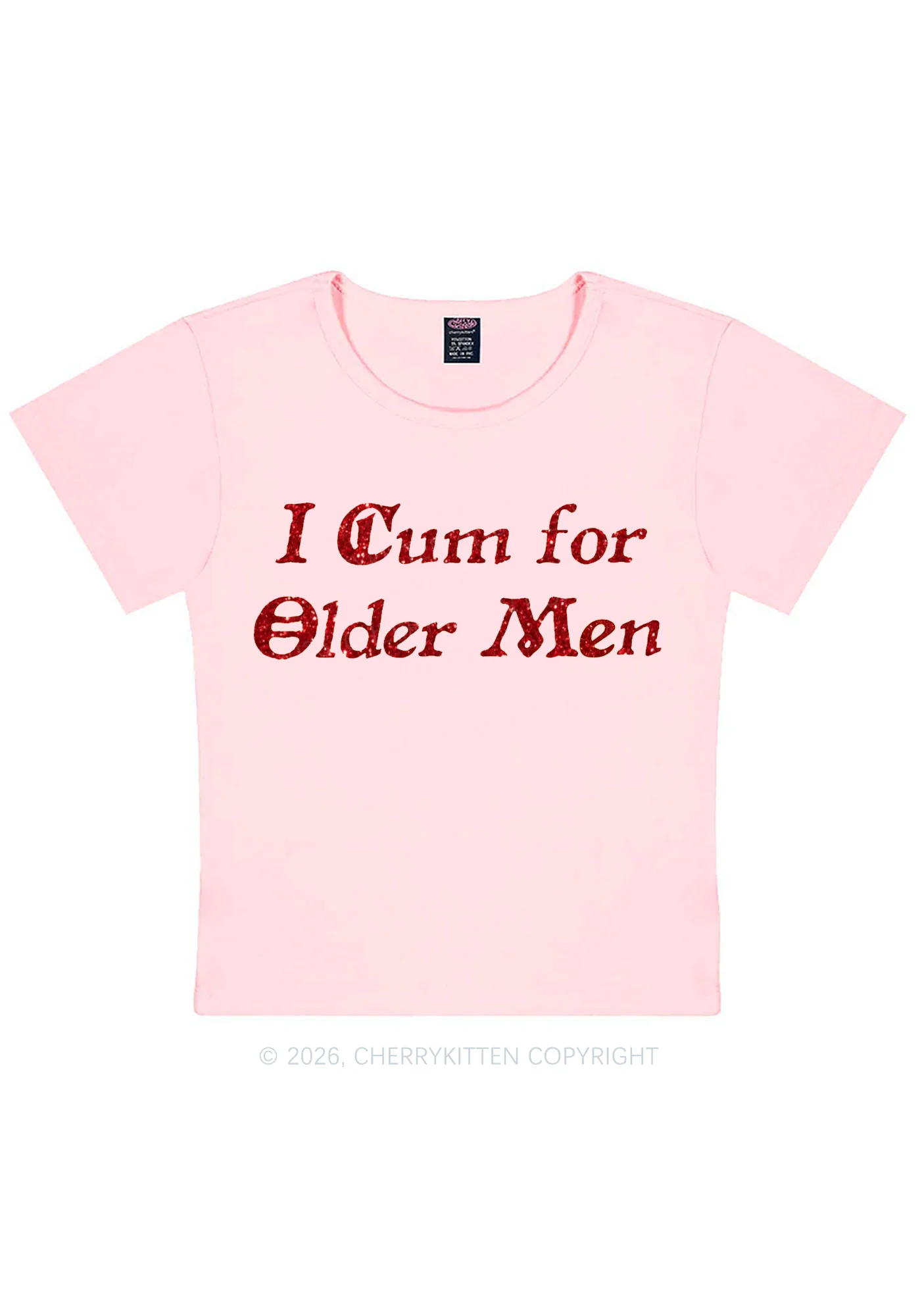 Glitter Come For Older Men Y2K Baby Tee Cherrykitten - Image 8