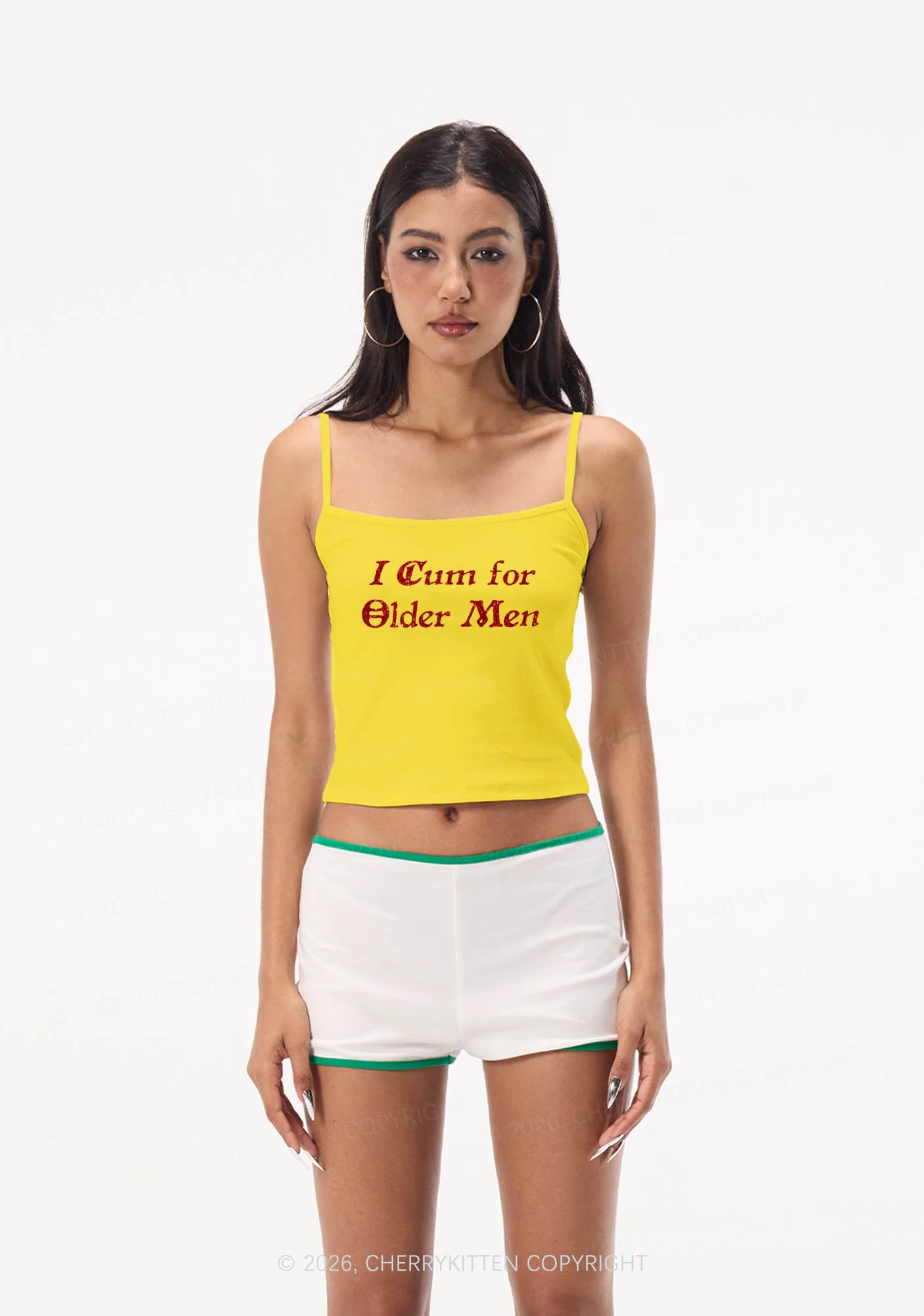 Glitter Come For Older Men Y2K Spaghetti Strap Cami Cherrykitten - Image 2
