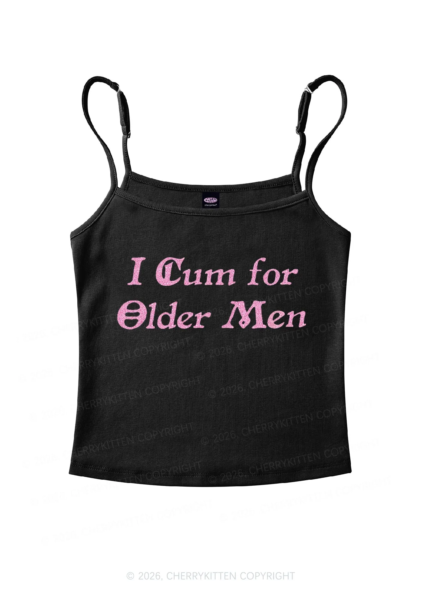 Glitter Come For Older Men Y2K Spaghetti Strap Cami Cherrykitten - Image 3