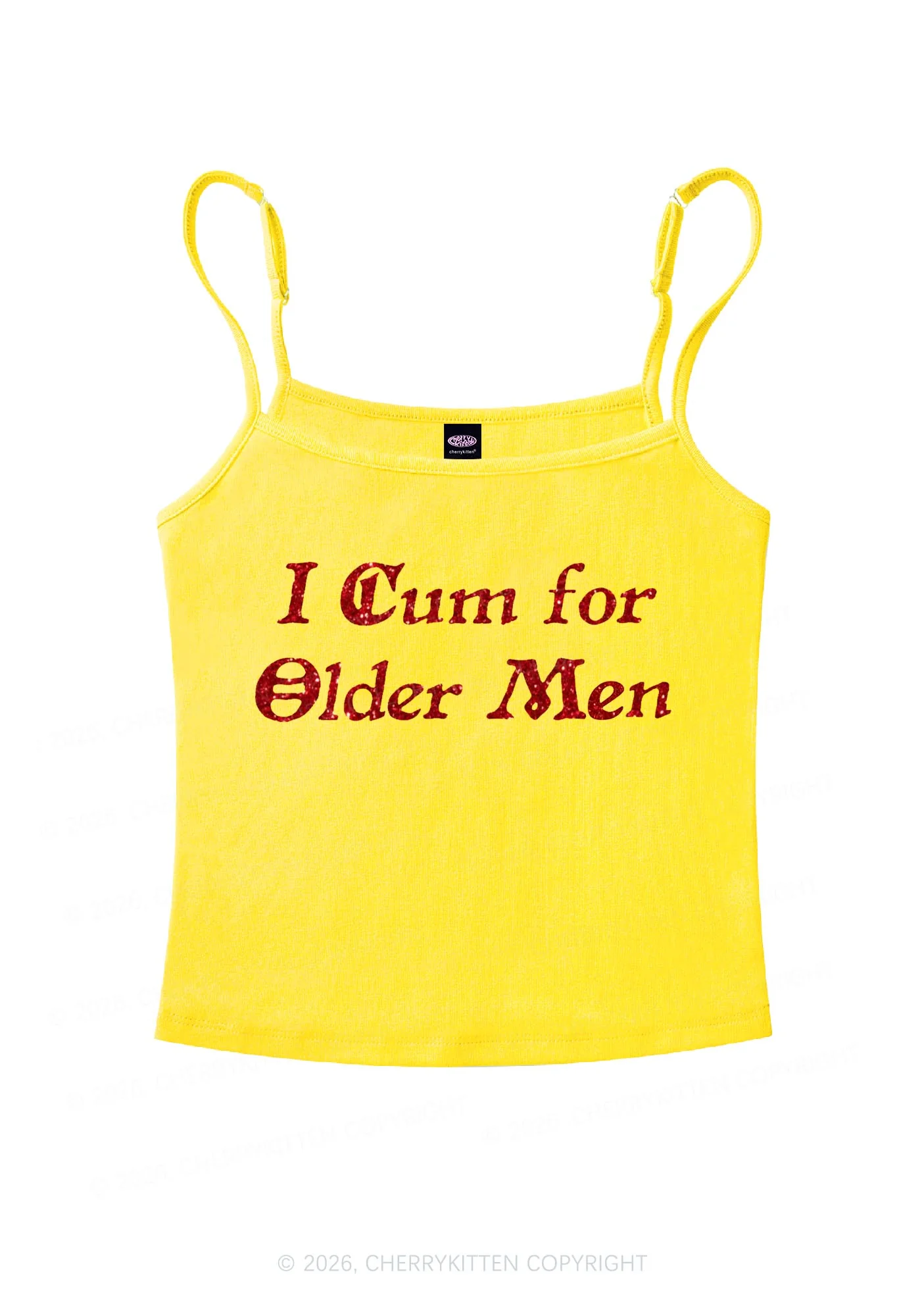 Glitter Come For Older Men Y2K Spaghetti Strap Cami Cherrykitten - Image 4