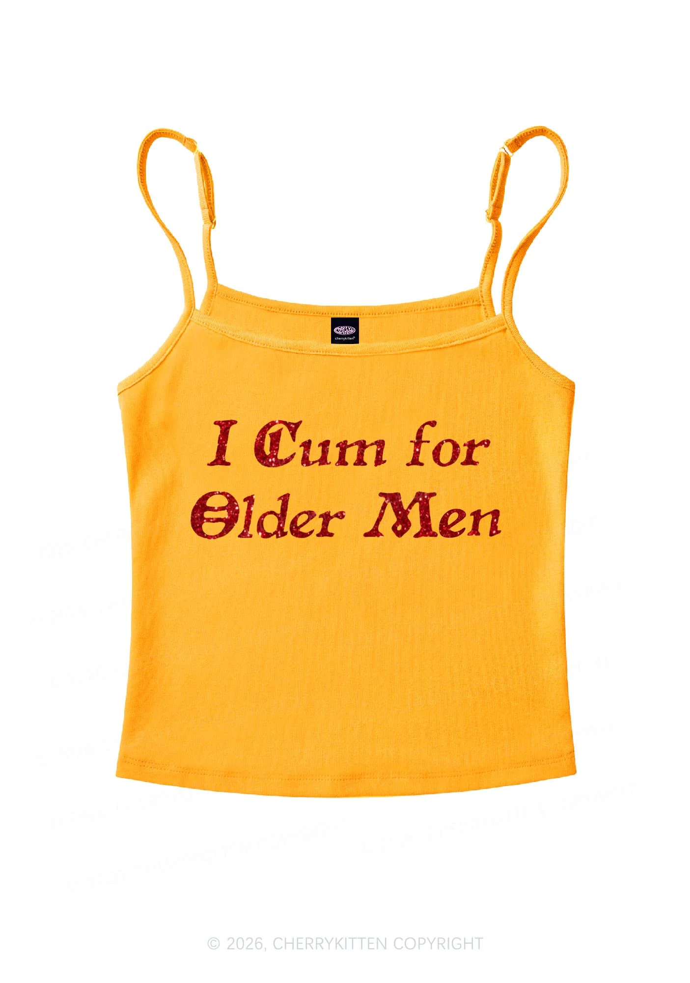 Glitter Come For Older Men Y2K Spaghetti Strap Cami Cherrykitten - Image 7