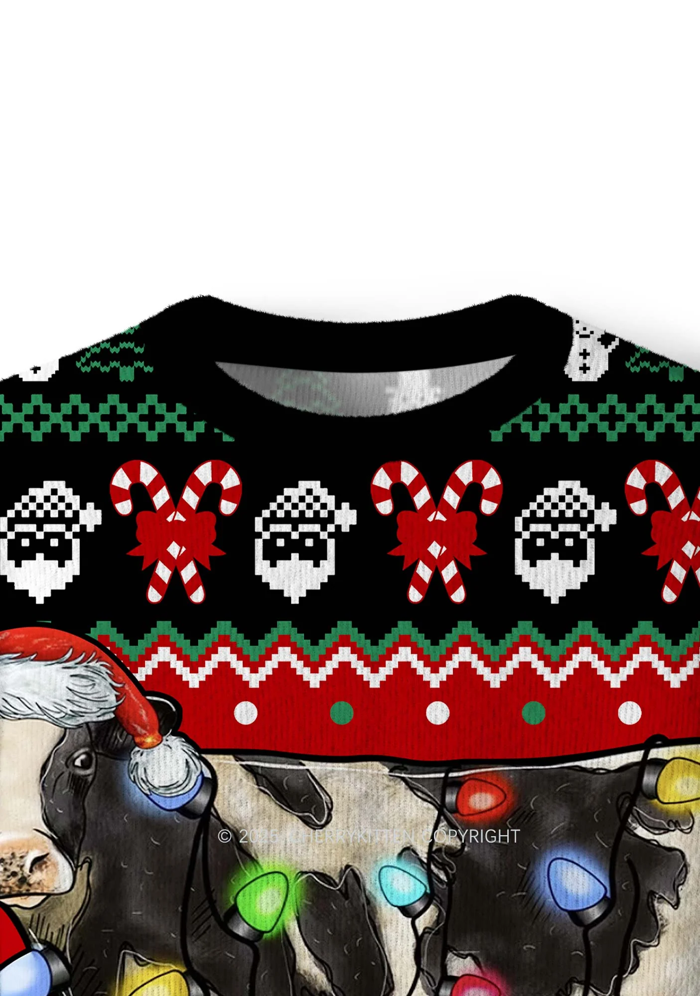 Light Cow Y2K Christmas Knit Sweatshirt Cherrykitten - Image 4