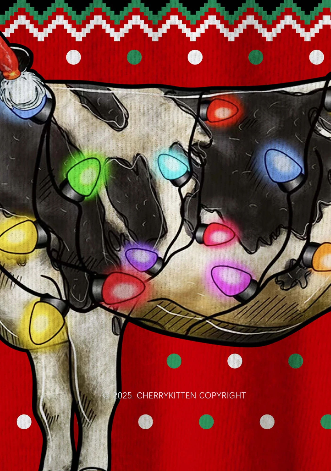 Light Cow Y2K Christmas Knit Sweatshirt Cherrykitten - Image 5