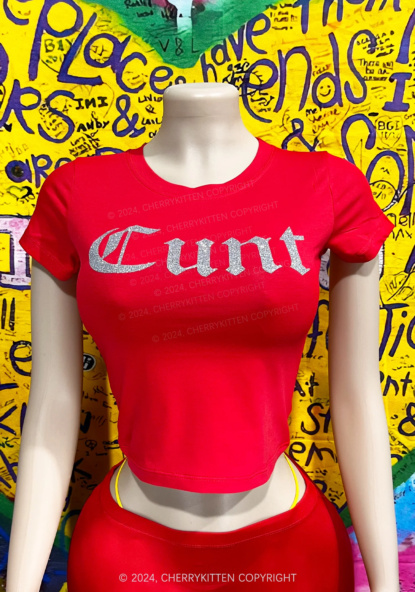 Glitter Cxxt Y2K Baby Tee Cherrykitten - Image 4