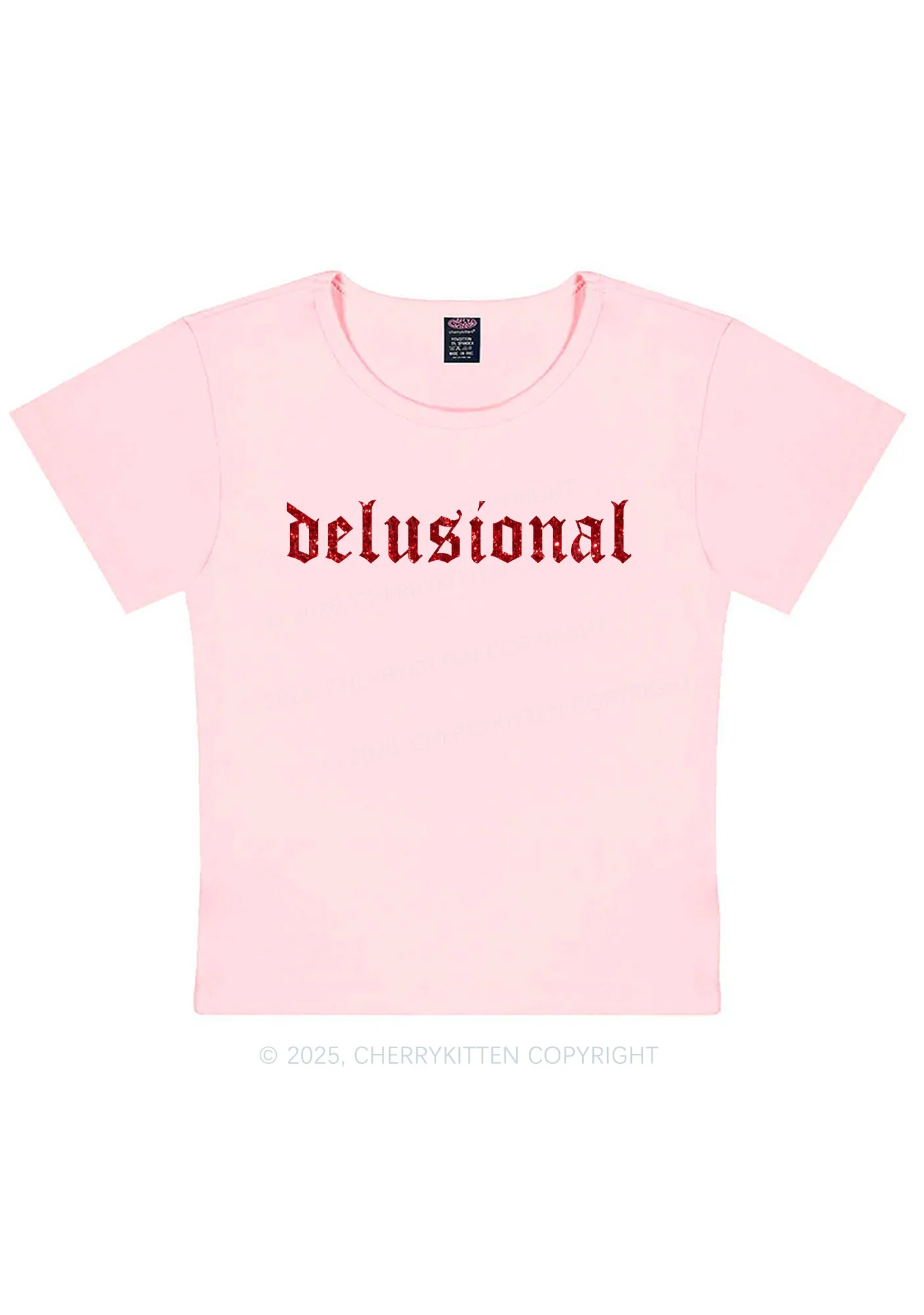 Glitter Delusional Y2K Baby Tee Cherrykitten - Image 12