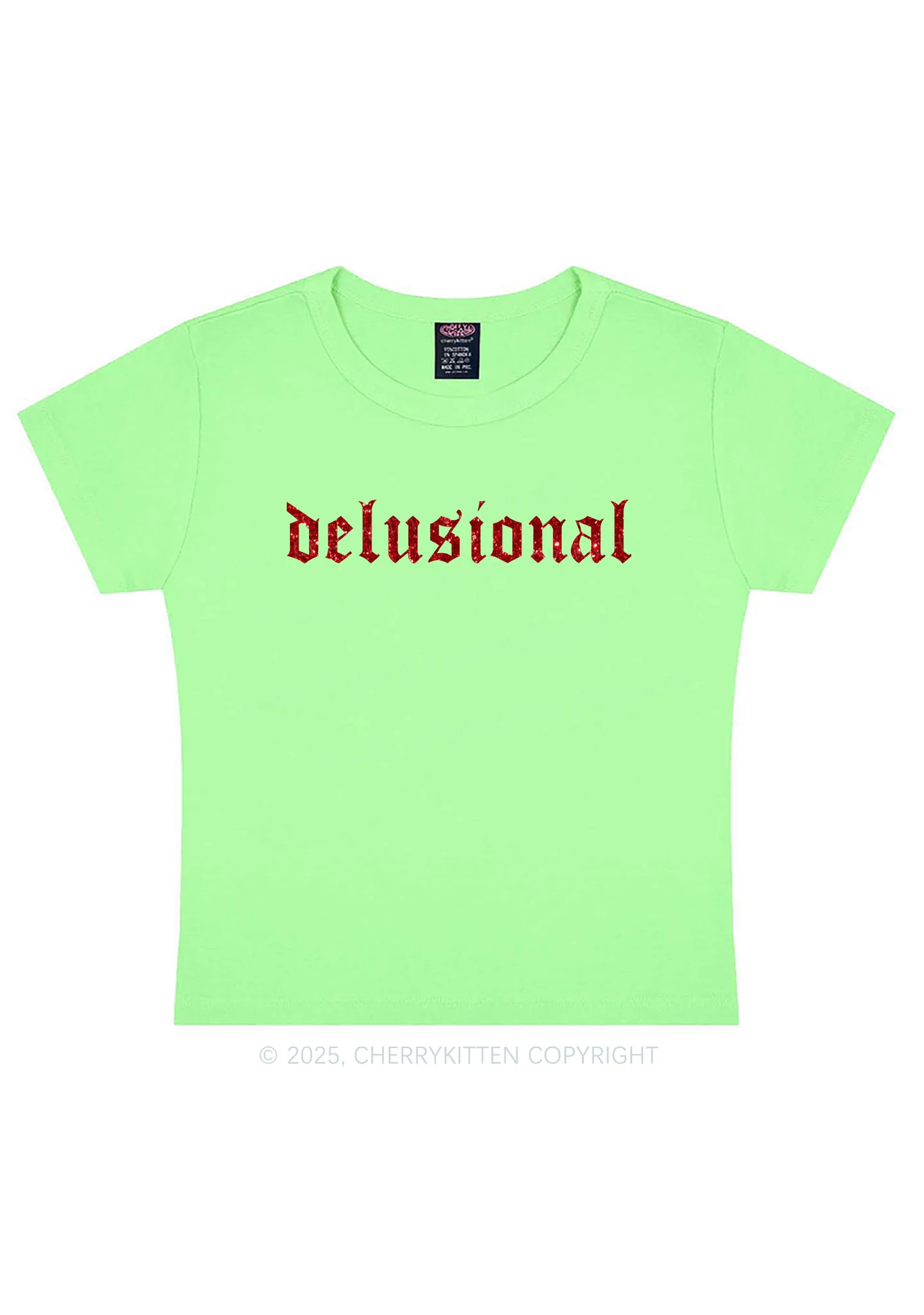 Glitter Delusional Y2K Baby Tee Cherrykitten - Image 13