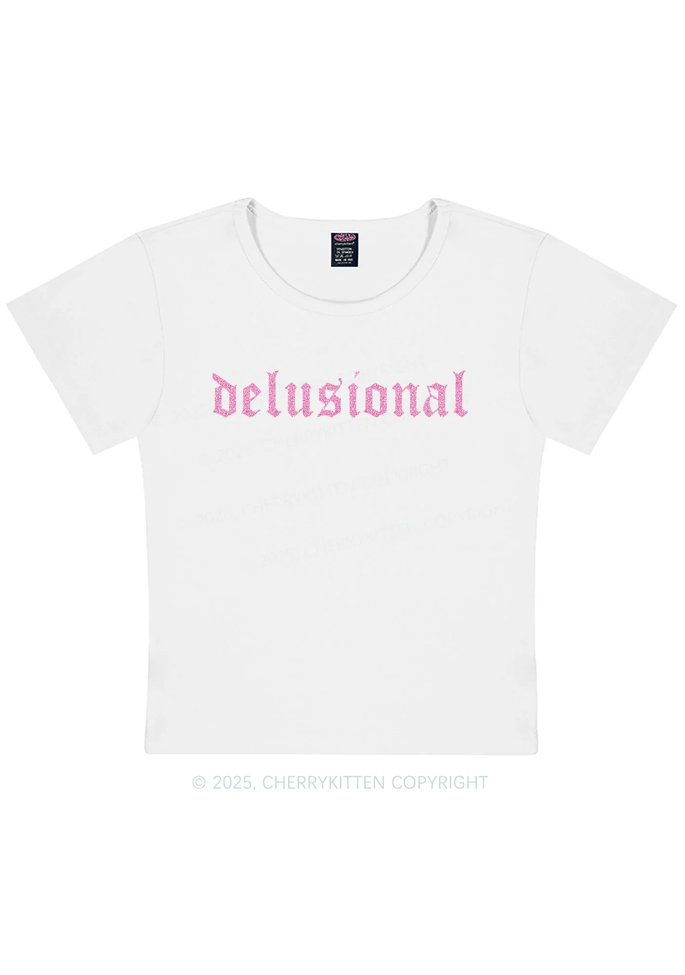 Glitter Delusional Y2K Baby Tee Cherrykitten - Image 5