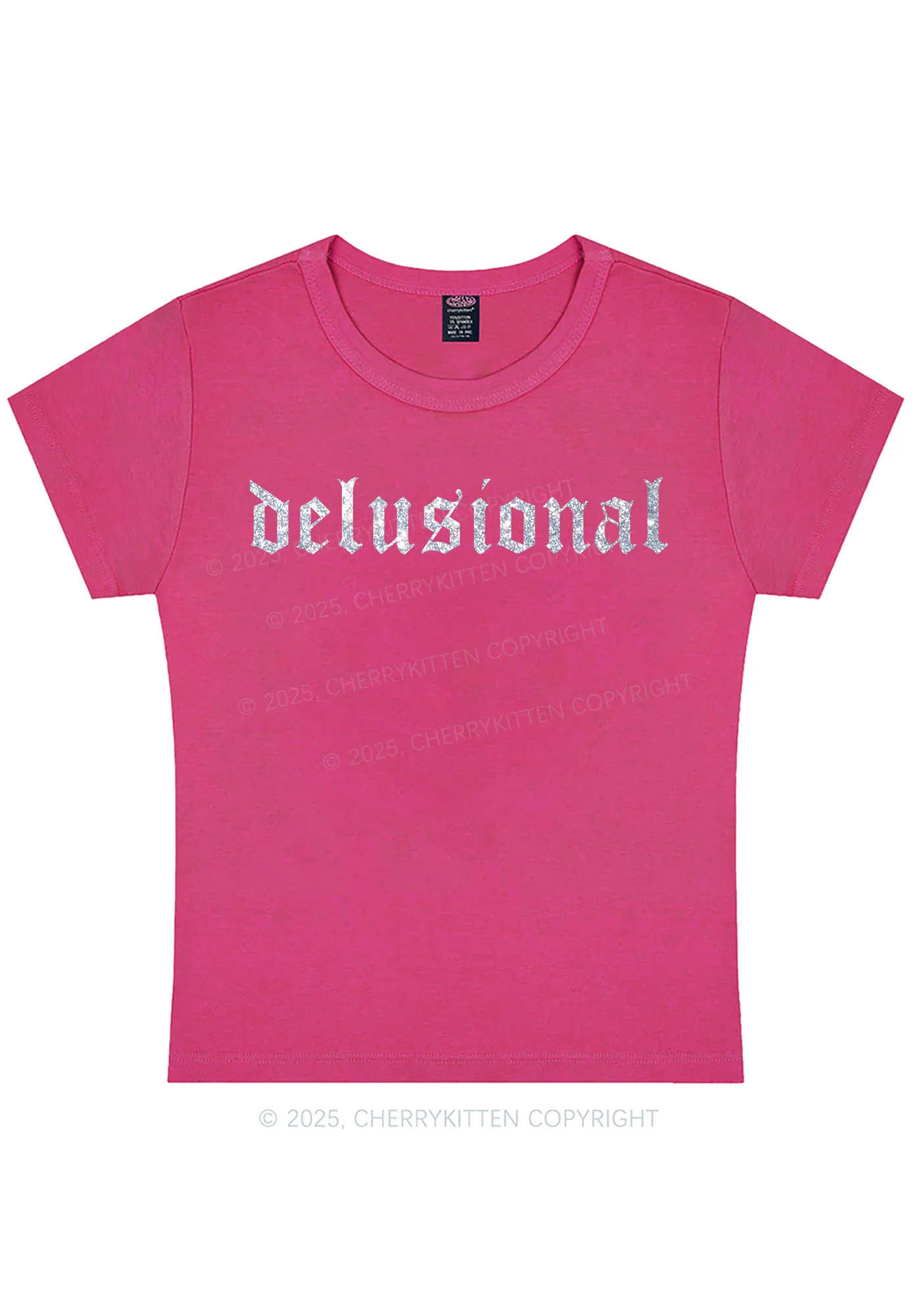 Glitter Delusional Y2K Baby Tee Cherrykitten - Image 8