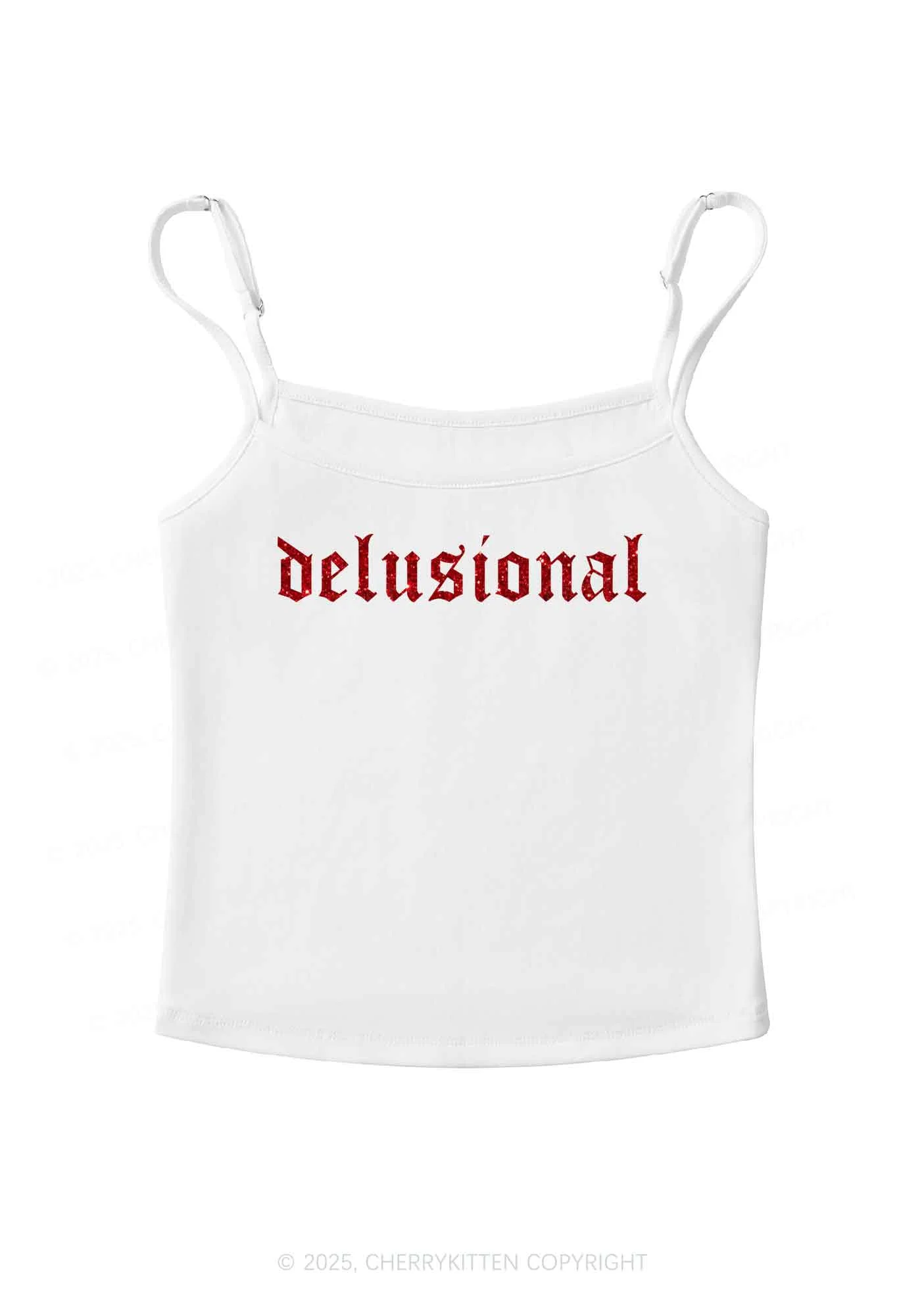 Glitter Delusional Y2K Spaghetti Strap Cami Cherrykitten - Image 4