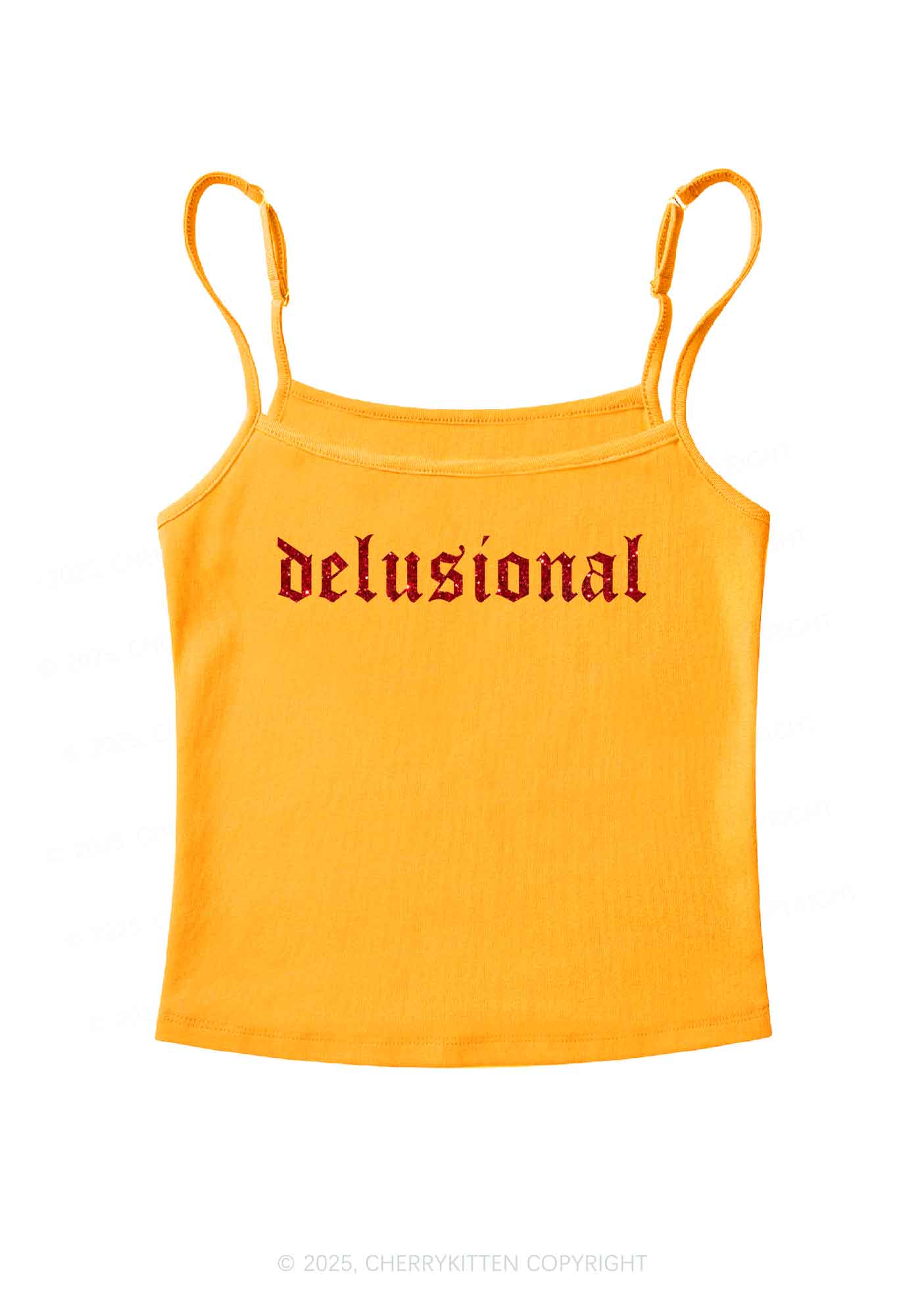 Glitter Delusional Y2K Spaghetti Strap Cami Cherrykitten - Image 7