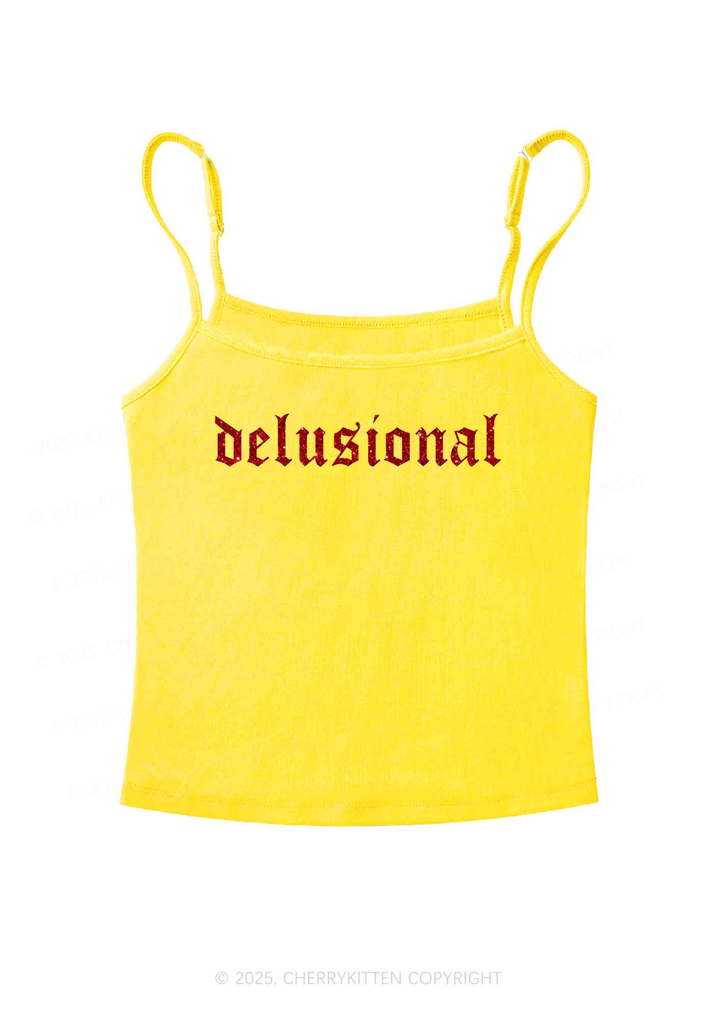 Glitter Delusional Y2K Spaghetti Strap Cami Cherrykitten - Image 8