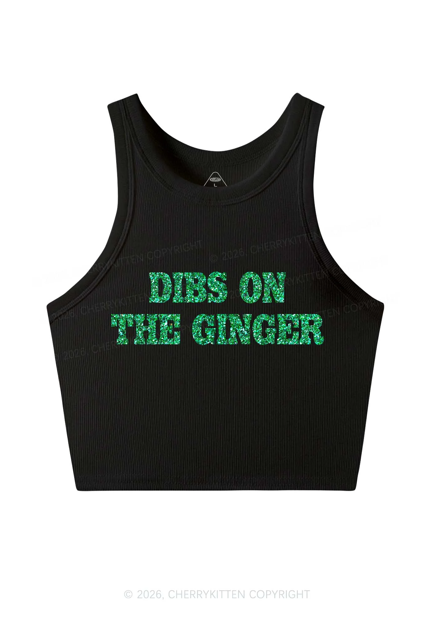 Glitter Dibs On Ginger St Patricks Y2K Crop Tank Top Cherrykitten - Image 3