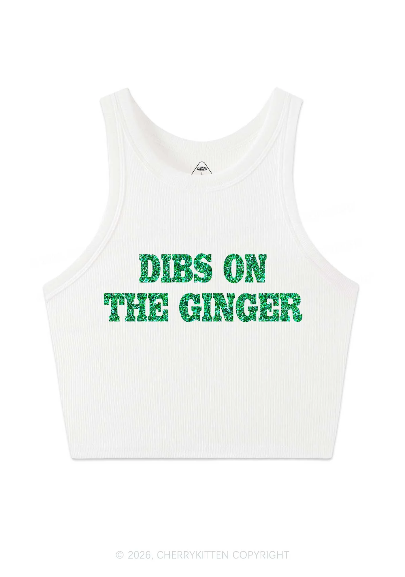 Glitter Dibs On Ginger St Patricks Y2K Crop Tank Top Cherrykitten - Image 4