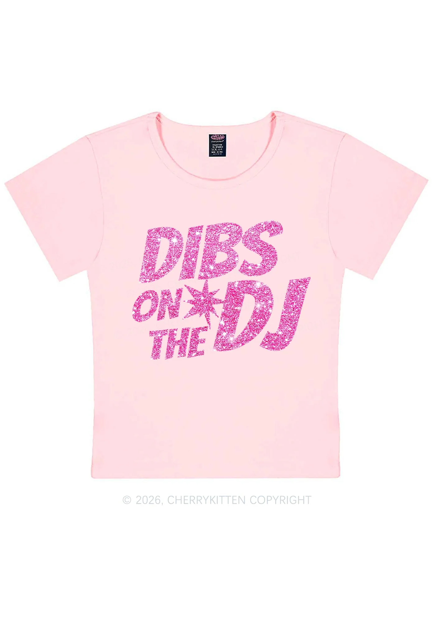Glitter Dibs On The DJ Y2K Baby Tee Cherrykitten - Image 12