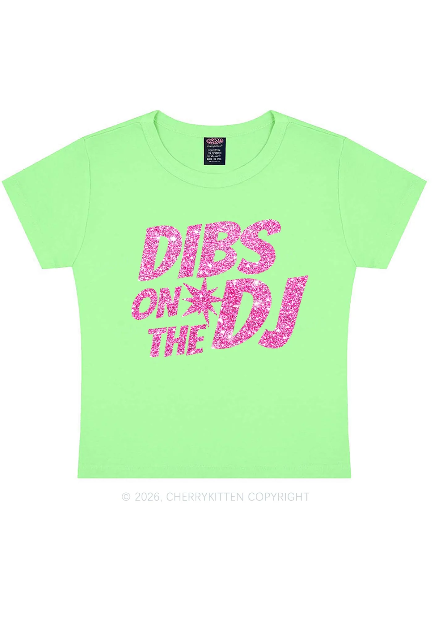 Glitter Dibs On The DJ Y2K Baby Tee Cherrykitten - Image 13
